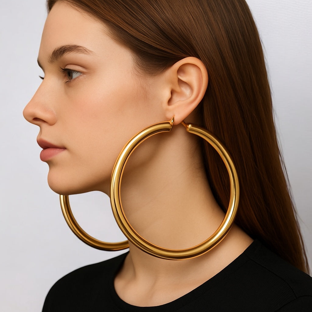 Oversized Big Statement Hoop Earrings – Bold Gold, Silver & Black Hoops for Women - Fatisha Boutique #