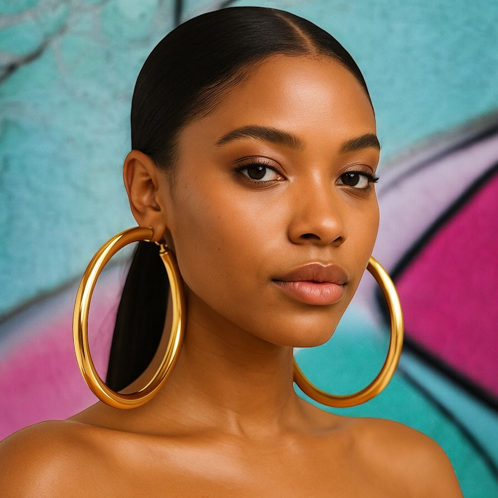 Oversized Big Statement Hoop Earrings – Bold Gold, Silver & Black Hoops for Women - Fatisha Boutique #