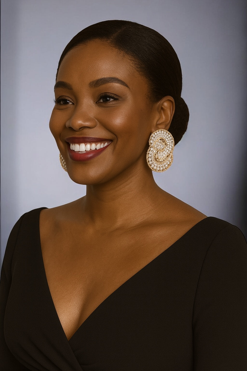 Luxury Rhinestone Double Loop Earrings – Bold Sparkling Statement - Fatisha Boutique #