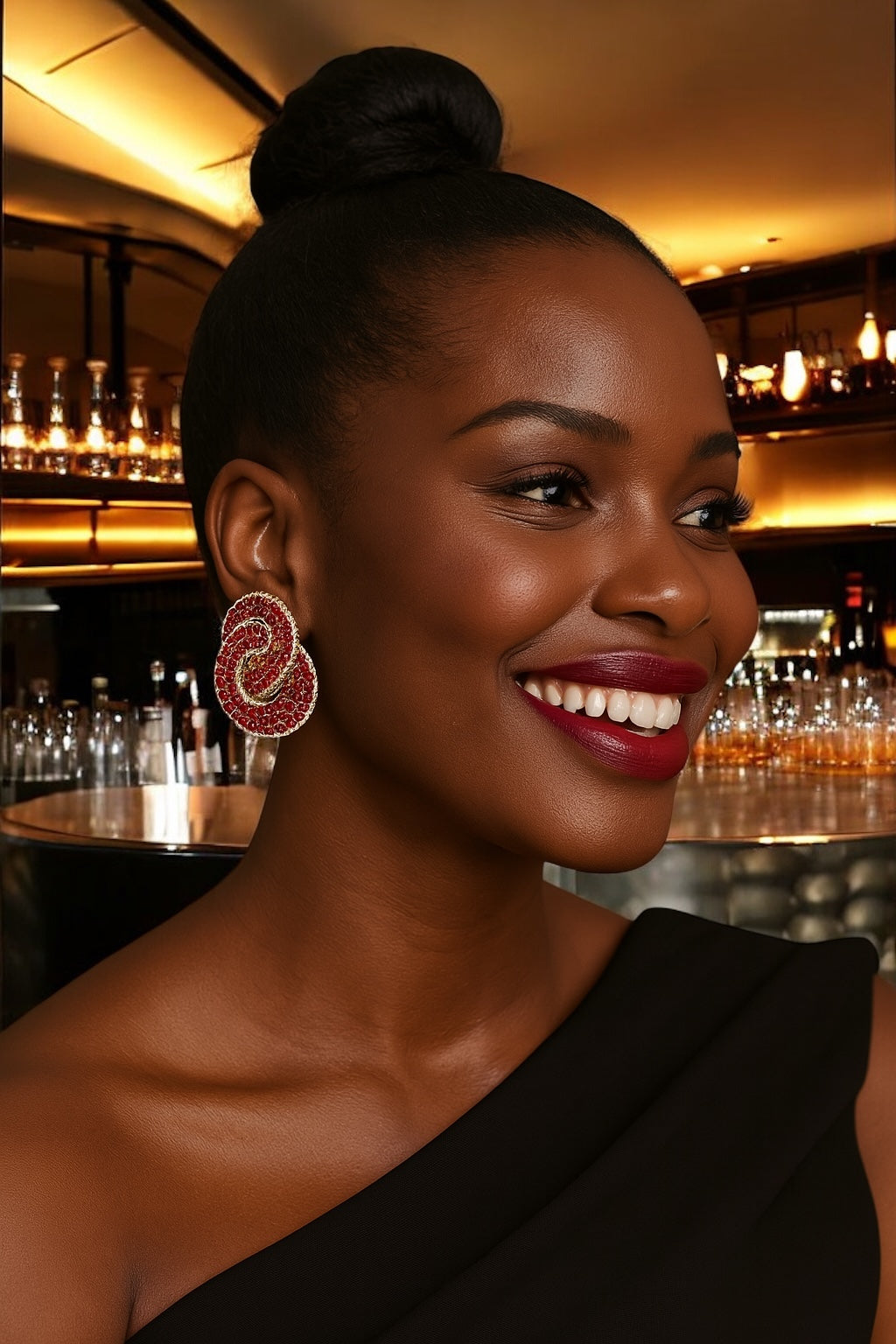 Luxury Rhinestone Double Loop Earrings – Bold Sparkling Statement - Fatisha Boutique #