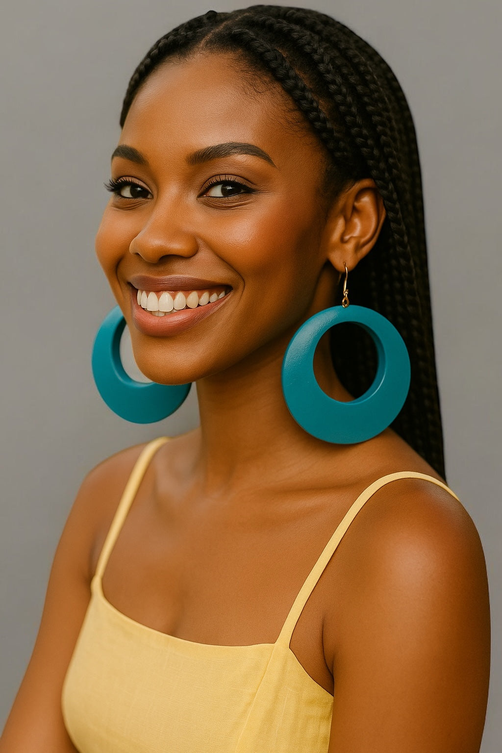 Blue Wooden Dangle Ethnic Earrings – Lightweight Handmade Boho Statement Jewellery for Women UK - Fatisha Boutique #