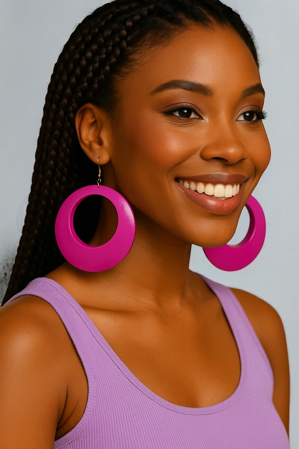Pink Wooden Dangle Ethnic Earrings – Lightweight Handmade Boho Statement Jewellery for Women UK - Fatisha Boutique #