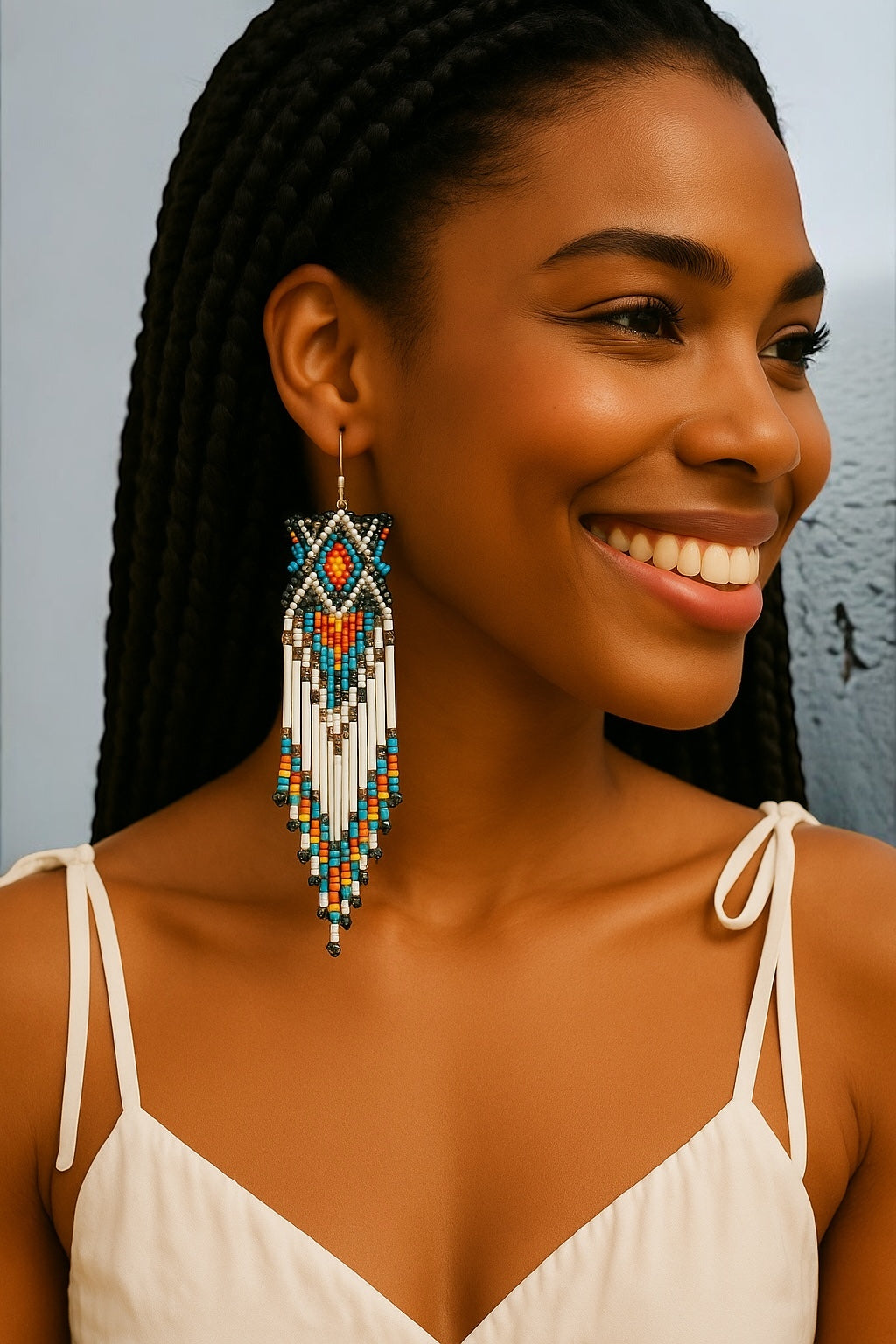 Bohemian Tribal Handmade Long Beaded Earrings | Ethnic Native Tassel Festival Style - Fatisha Boutique #
