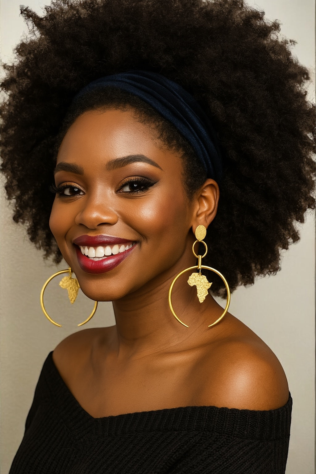 Brass African Map Hoop Earrings – Afrocentric Statement Jewellery - Fatisha Boutique #