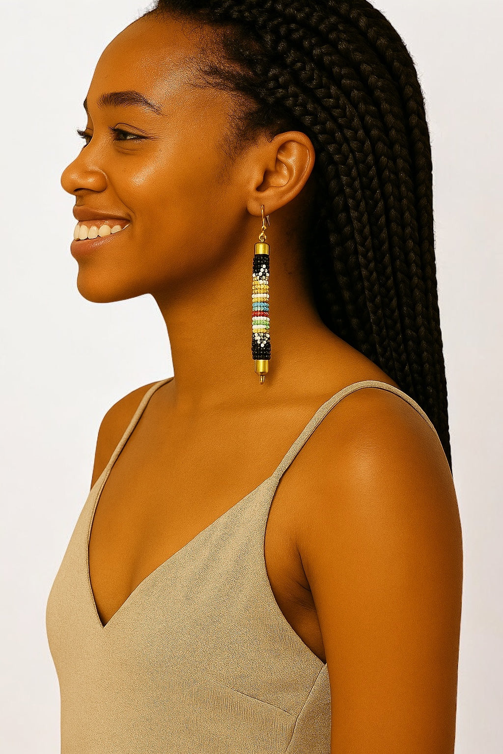 Multicoloured African Beaded Earrings – Handmade Tribal Boho Ethnic Jewellery - Fatisha Boutique #