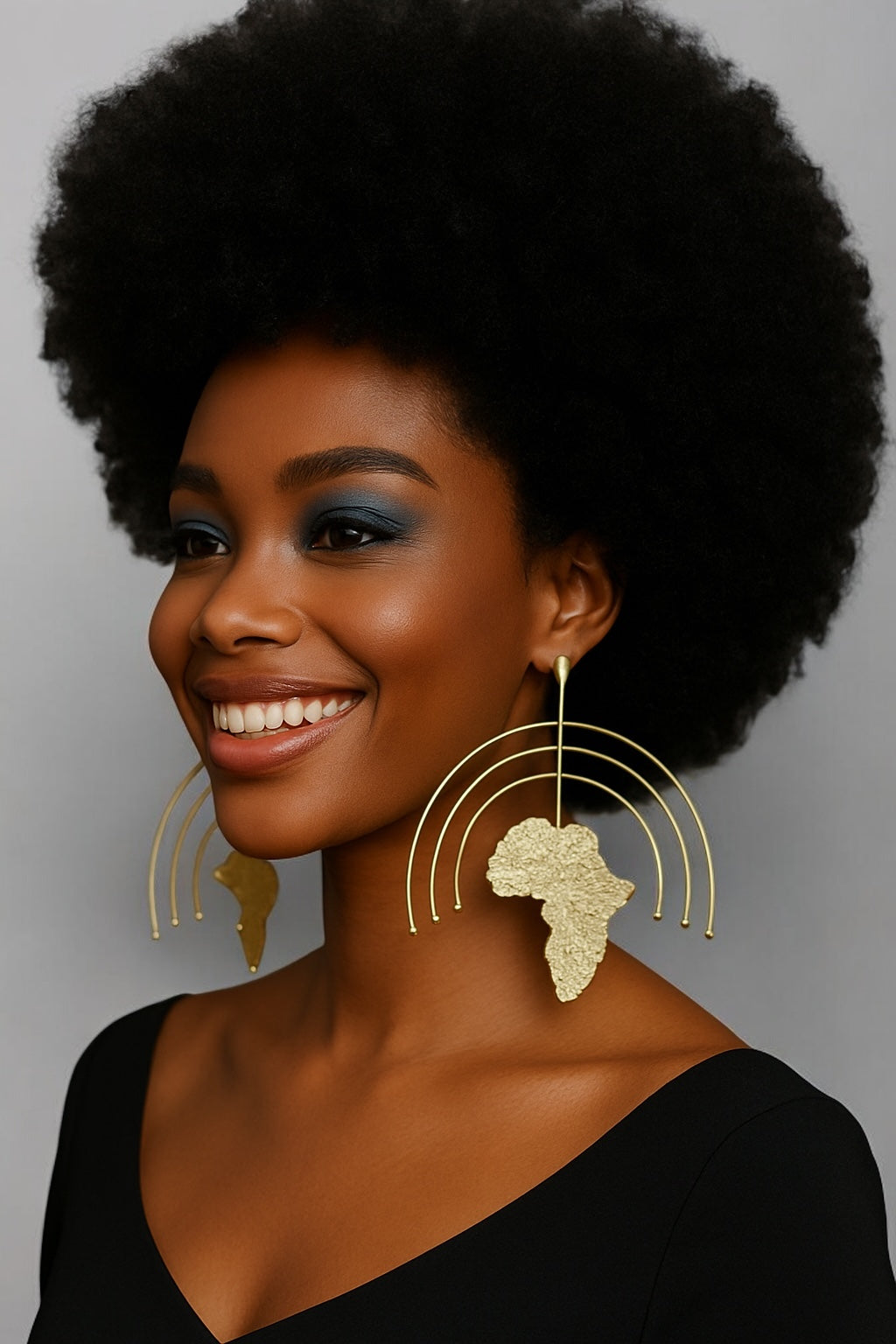 Oversized Africa Map Earrings – Afrocentric Brass Statement Jewellery - Fatisha Boutique #
