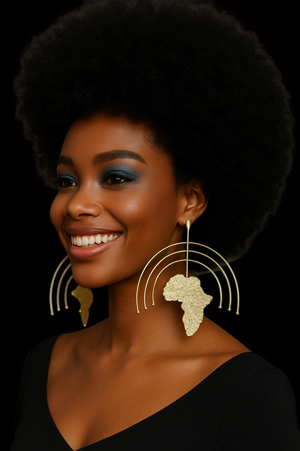 Oversized Africa Map Earrings – Afrocentric Brass Statement Jewellery - Fatisha Boutique #