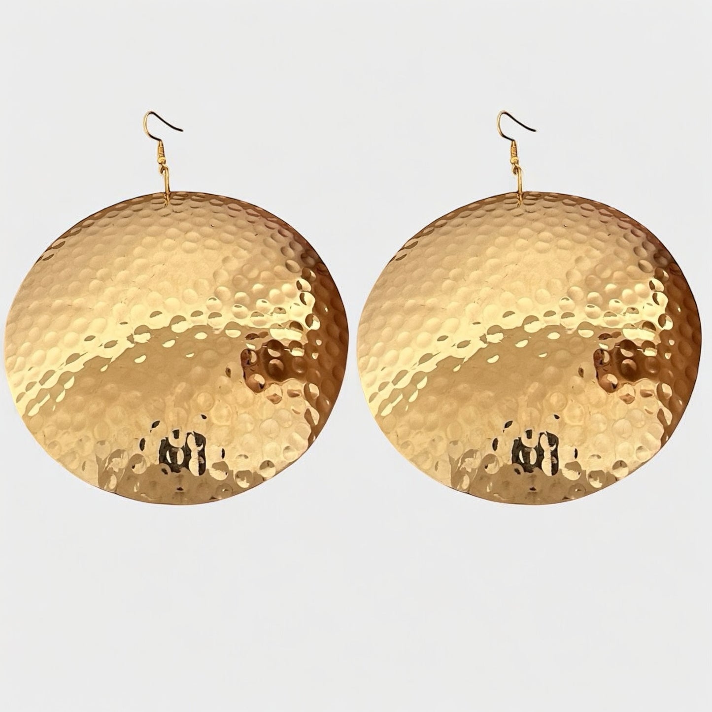 Oversized Hammered Gold Earrings – Bold African Fashion Statement Jewellery - Fatisha Boutique #