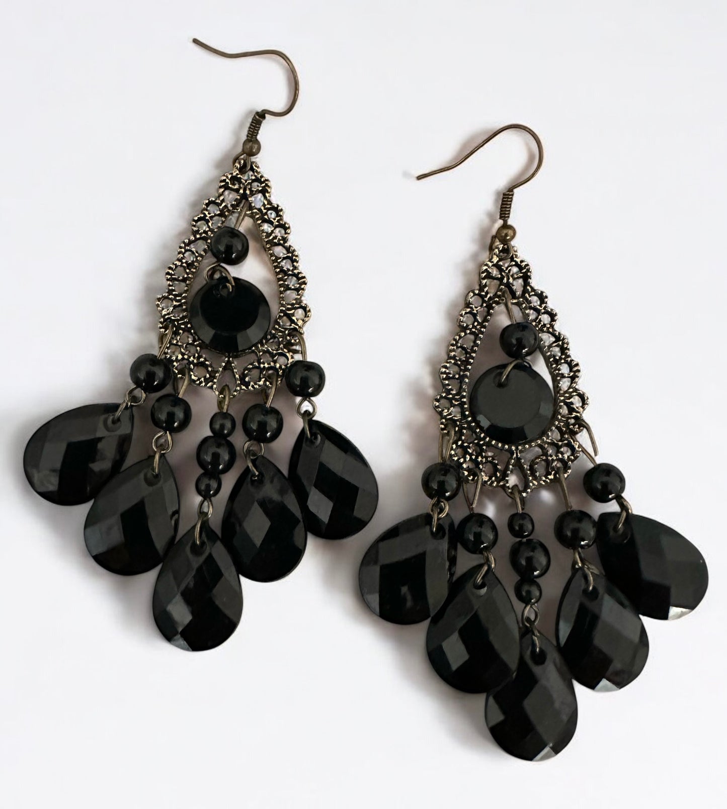 Bohemian Black Beaded Tassel Dangle Earrings – Retro Vintage Drop Jewellery for Women UK - Fatisha Boutique #