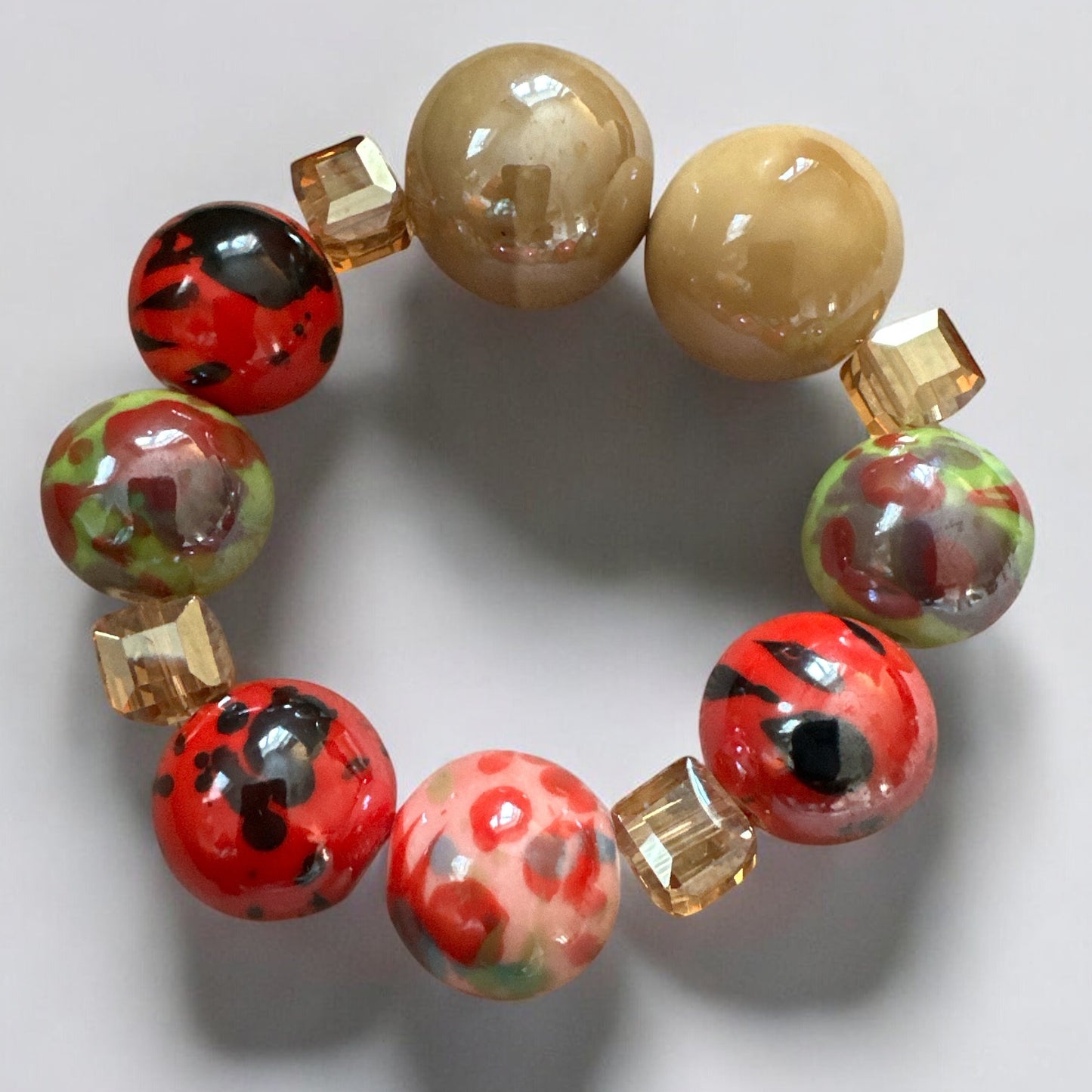 Handcrafted African Beaded Bracelet – Multicolour Stretch Boho Bangle for Women - Fatisha Boutique #