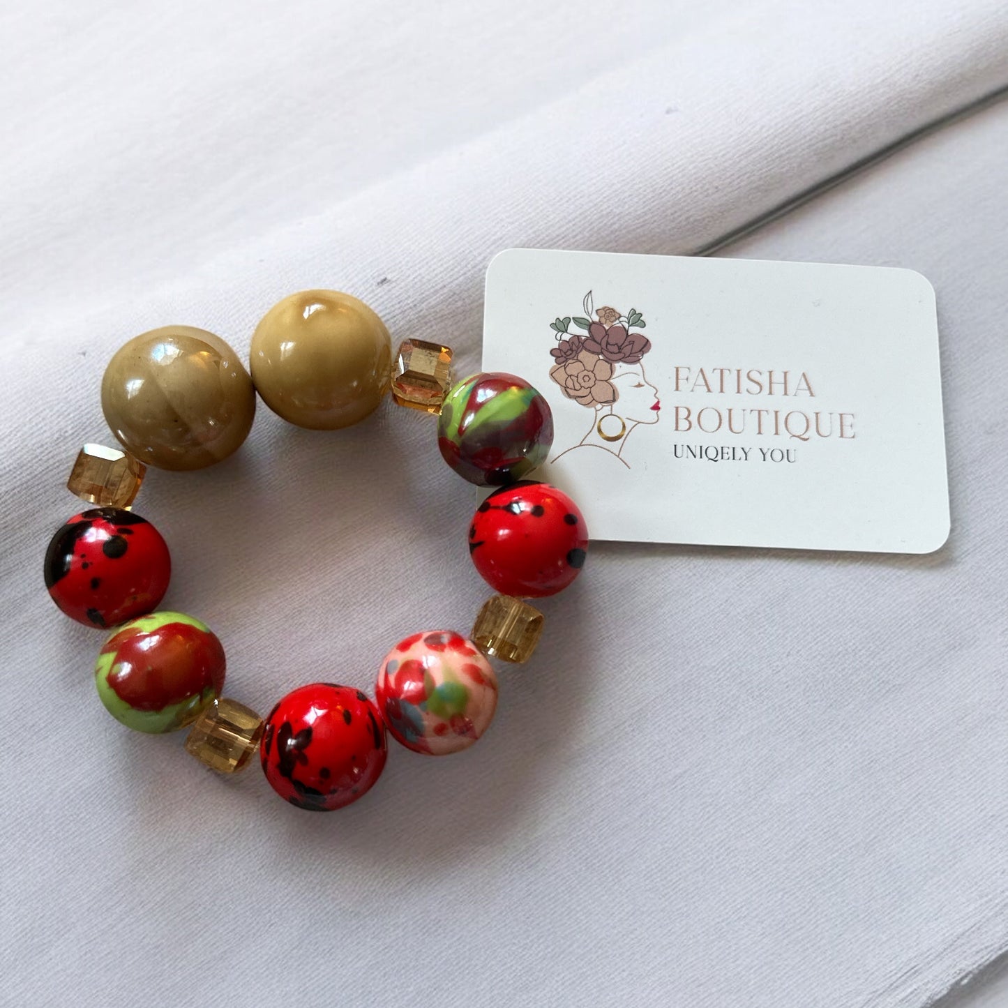 Handcrafted African Beaded Bracelet – Multicolour Stretch Boho Bangle for Women - Fatisha Boutique #