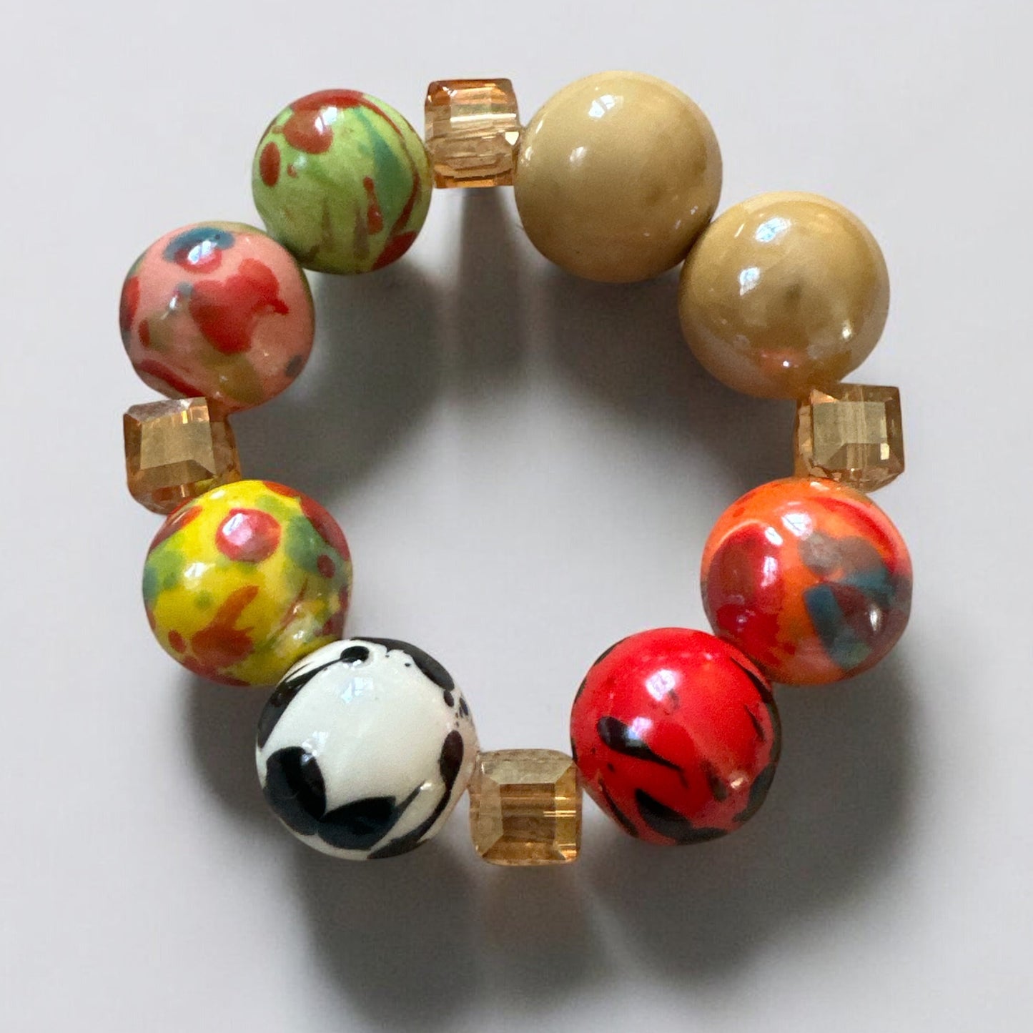 Handcrafted African Beaded Bracelet – Multicolour Stretch Boho Bangle for Women - Fatisha Boutique #