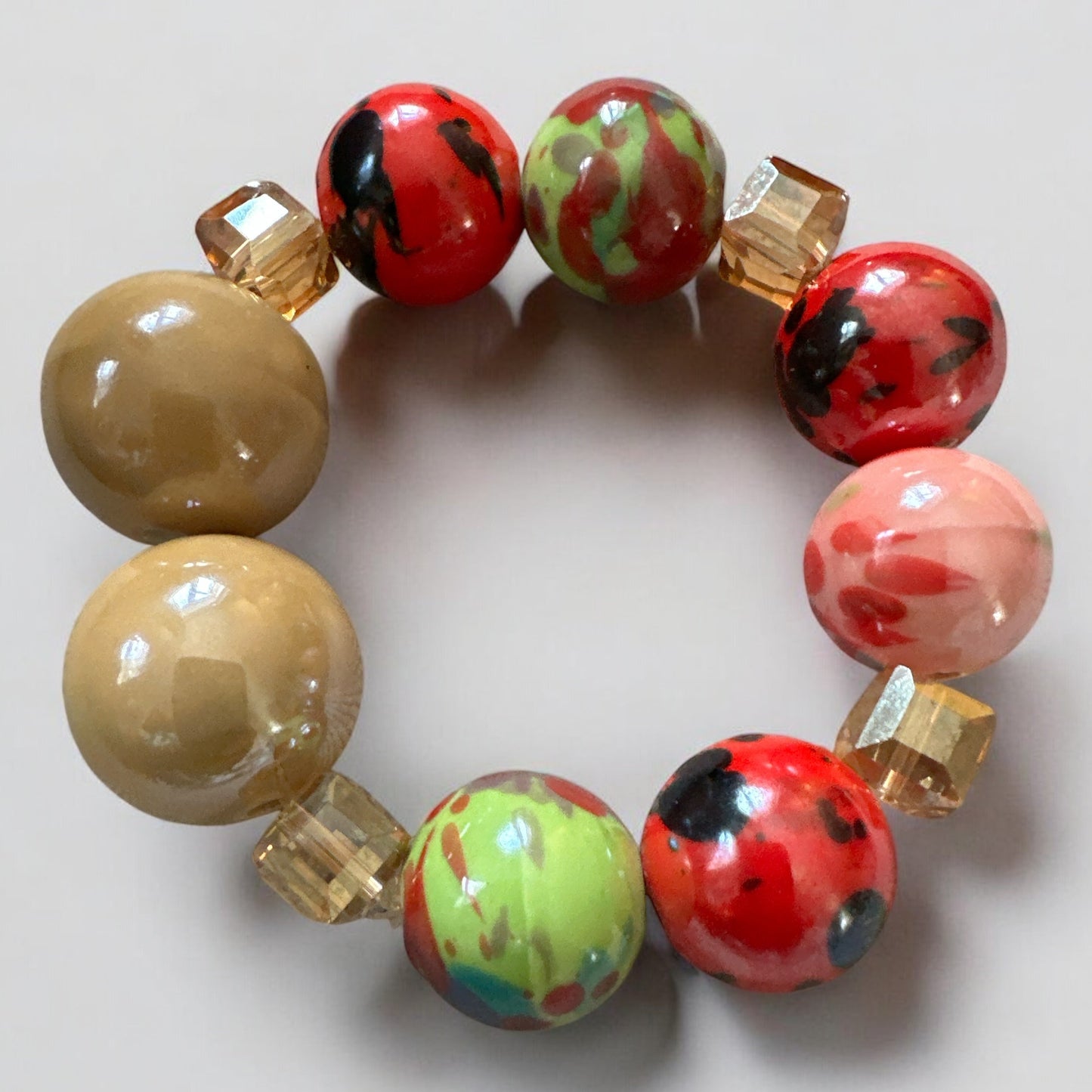 Handcrafted African Beaded Bracelet – Multicolour Stretch Boho Bangle for Women - Fatisha Boutique #