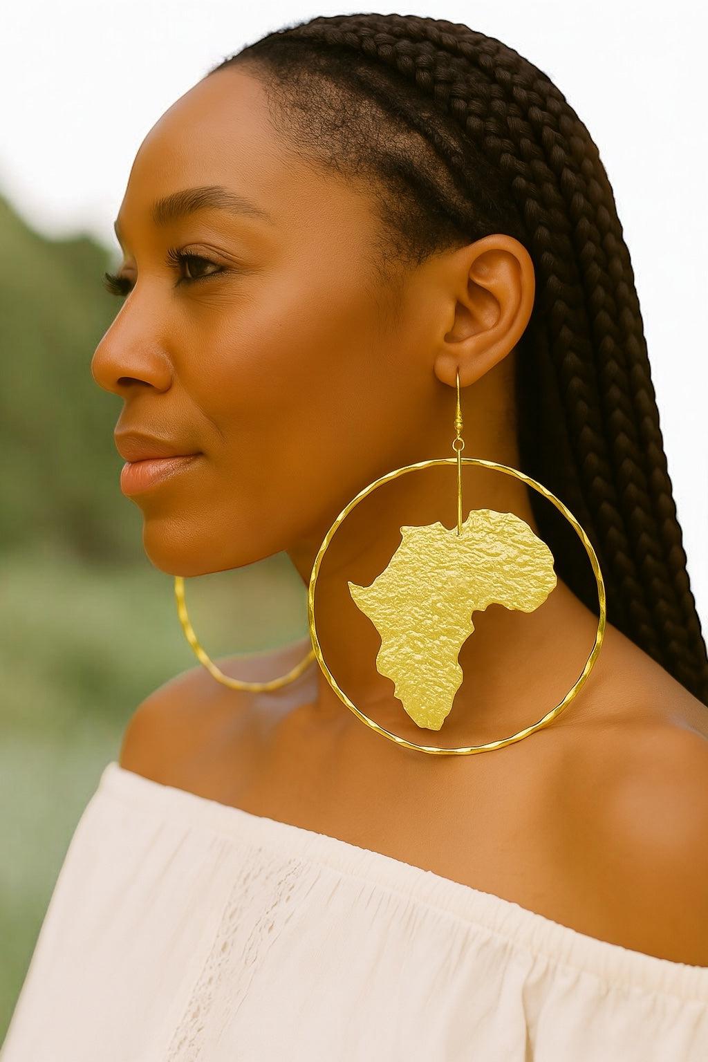 Oversized African Map Earrings – Handcrafted Bold Brass Statement Jewellery - Fatisha Boutique #