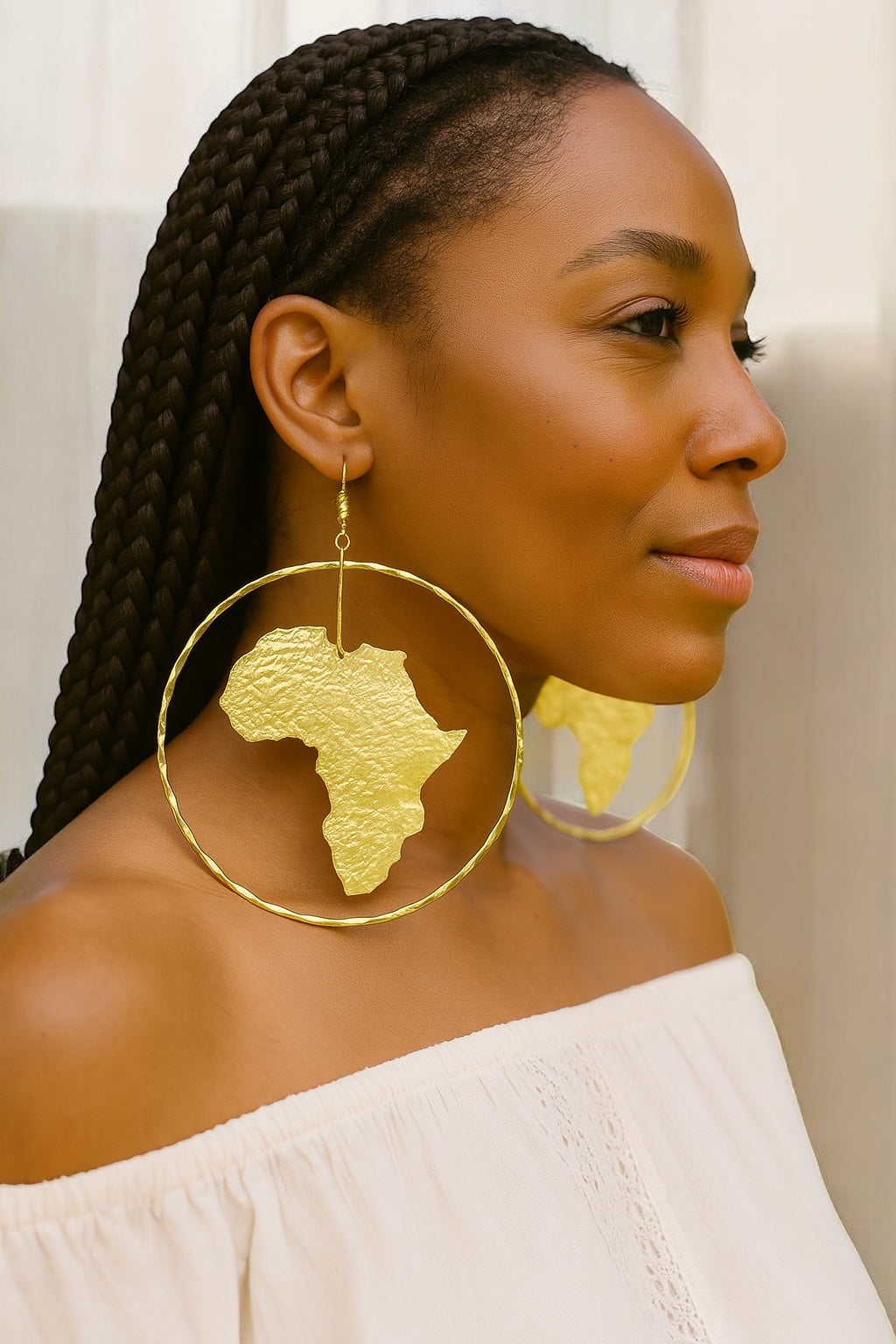 Oversized African Map Earrings – Handcrafted Bold Brass Statement Jewellery - Fatisha Boutique #