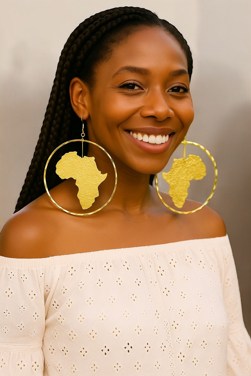 Oversized African Map Earrings – Handcrafted Bold Brass Statement Jewellery - Fatisha Boutique #