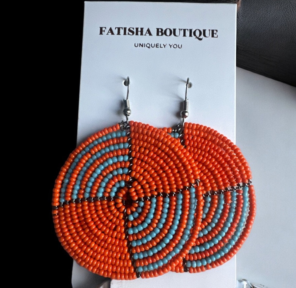 Handmade African Orange Beaded Dangle Earrings – Bold Ethnic Artisan Jewellery - Fatisha Boutique #