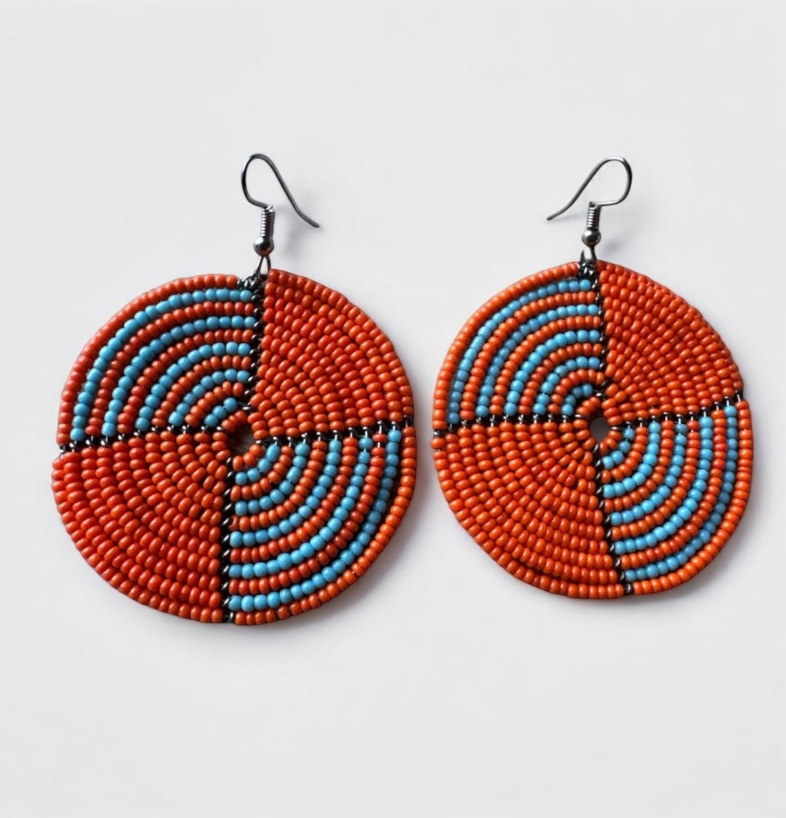 Handmade African Orange Beaded Dangle Earrings – Bold Ethnic Artisan Jewellery - Fatisha Boutique #