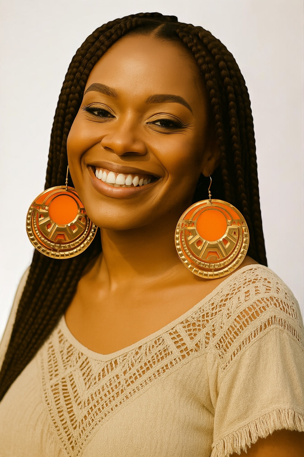 African Inspired Wooden & Metal Hoop Earrings – Bold Statement Jewellery - Fatisha Boutique #