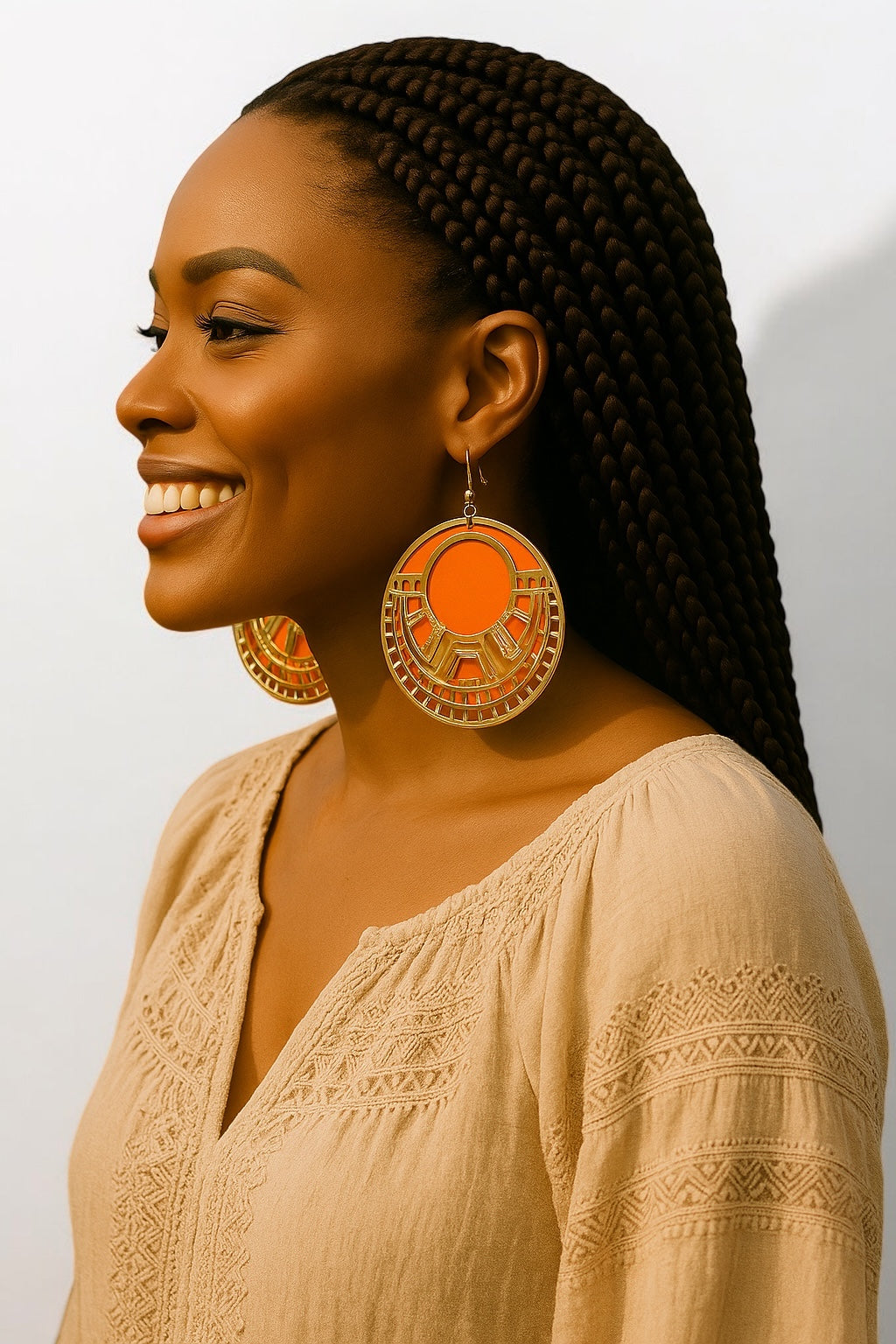 African Inspired Wooden & Metal Hoop Earrings – Bold Statement Jewellery - Fatisha Boutique #