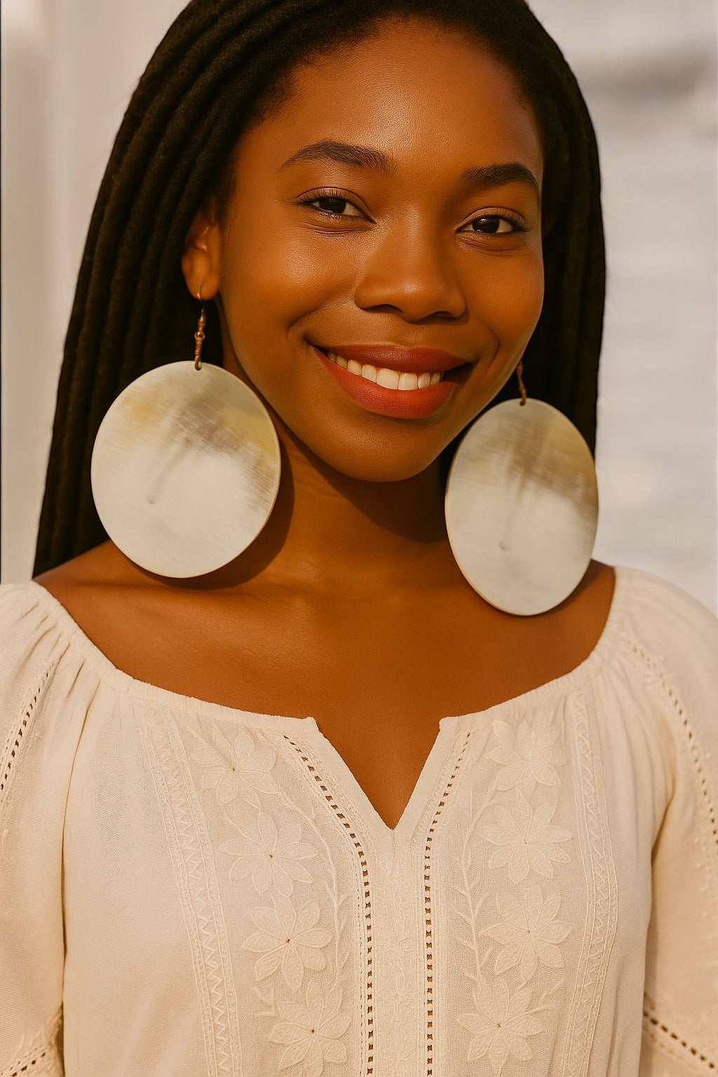 Handcrafted Oversized Natural Buffalo Horn Earrings – Elegant Boho Dangle Statement Jewellery - Fatisha Boutique #