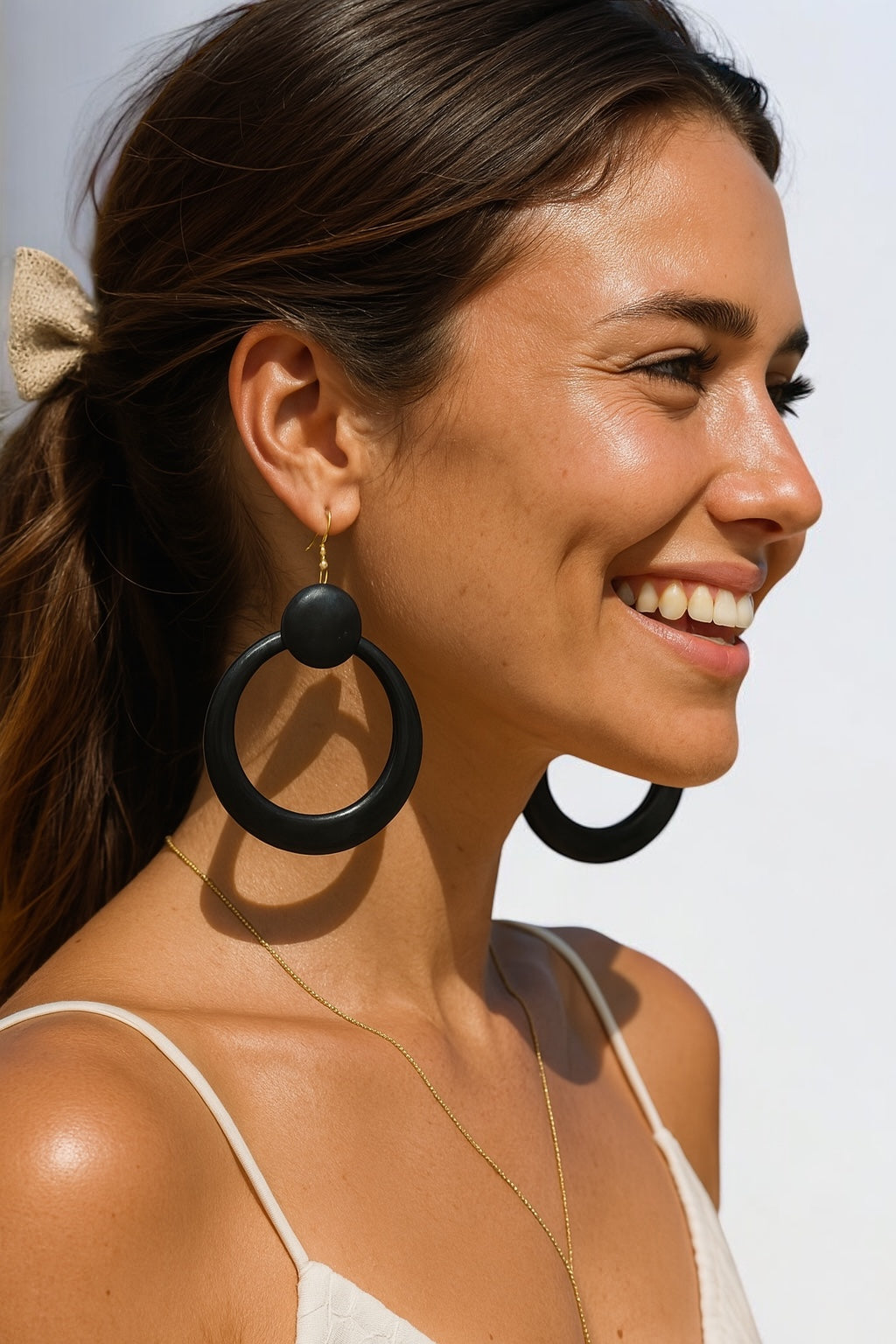 Natural Buffalo Horn Dangle Earrings – Handmade Organic Statement Jewellery for Women UK - Fatisha Boutique #