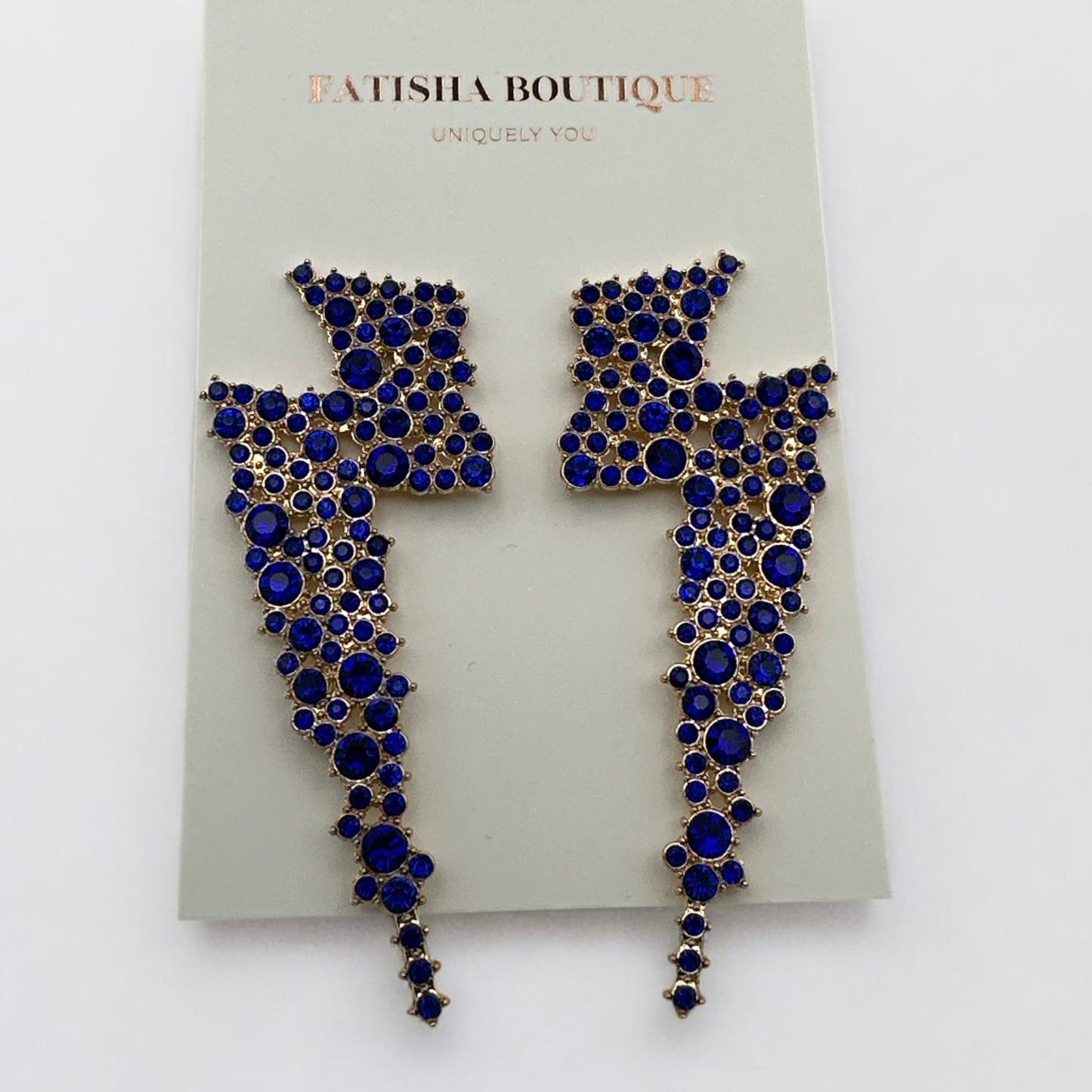 Lightning Bolt Rhinestone Statement Earrings – Bold Glam Dangle Jewellery - Fatisha Boutique #