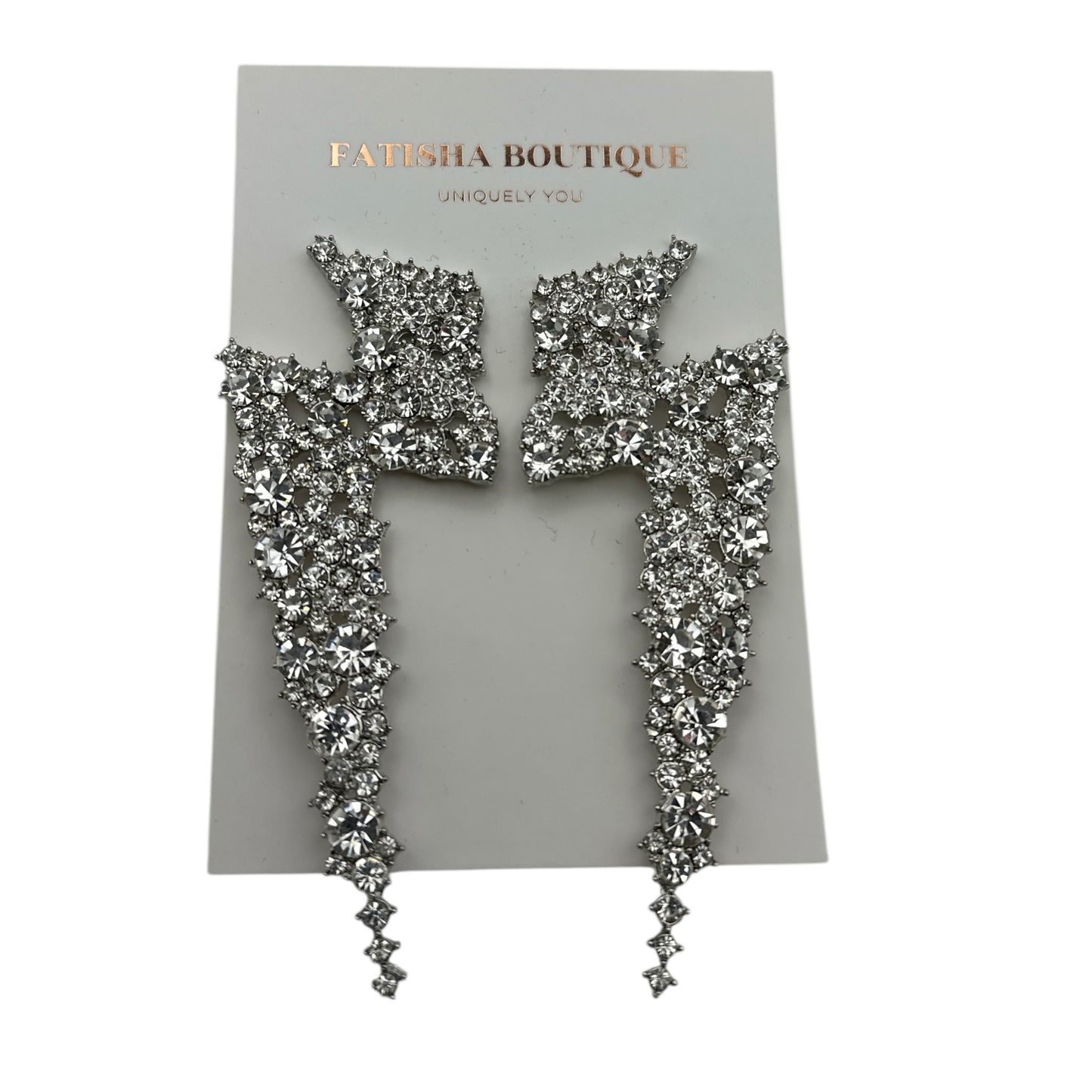 Lightning Bolt Rhinestone Statement Earrings – Bold Glam Dangle Jewellery - Fatisha Boutique #