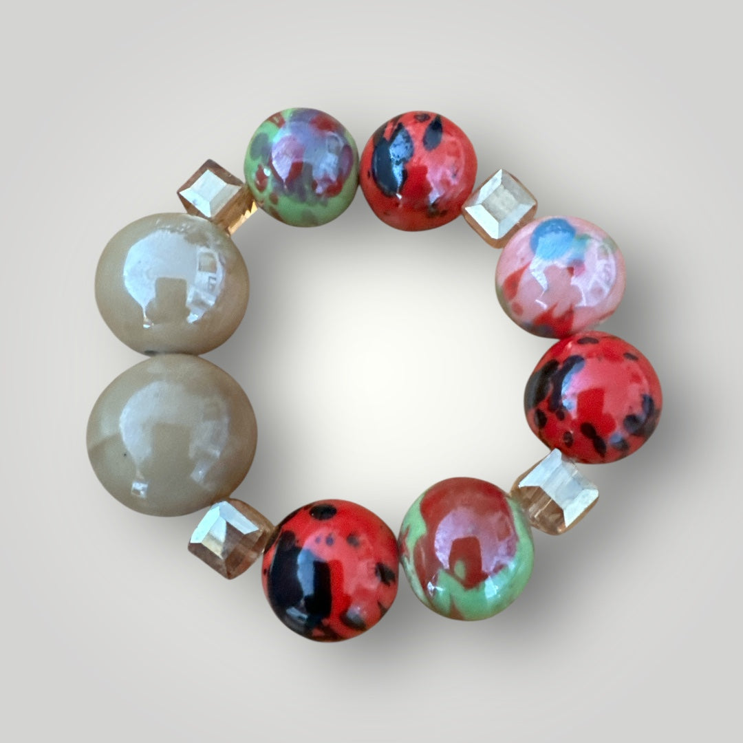Handcrafted African Beaded Bracelet – Multicolour Stretch Boho Bangle for Women - Fatisha Boutique #