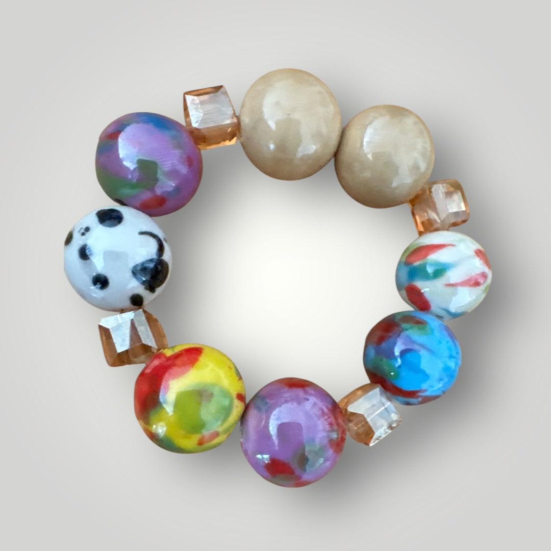 Handcrafted African Beaded Bracelet – Multicolour Stretch Boho Bangle for Women - Fatisha Boutique #