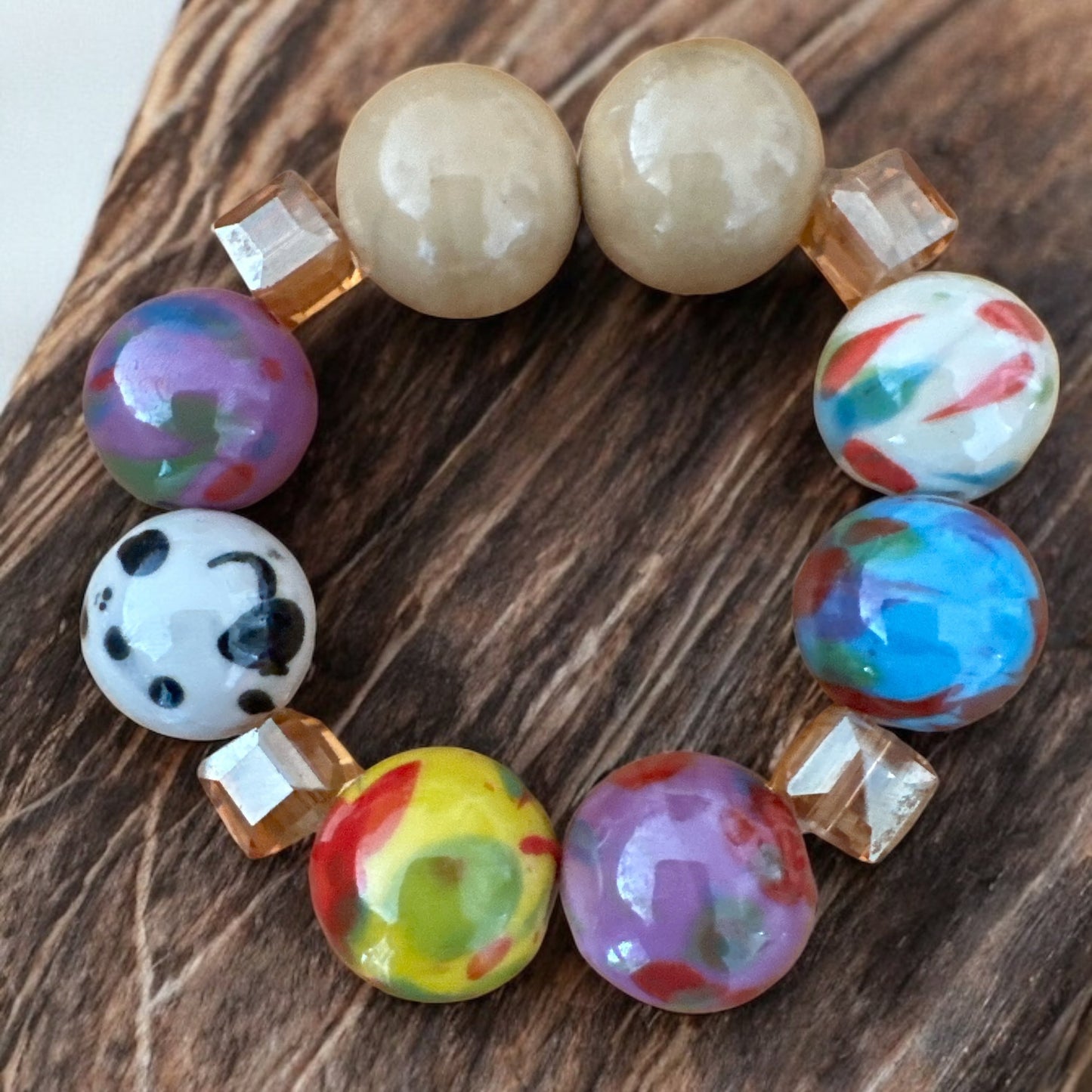 Handcrafted African Beaded Bracelet – Multicolour Stretch Boho Bangle for Women - Fatisha Boutique #