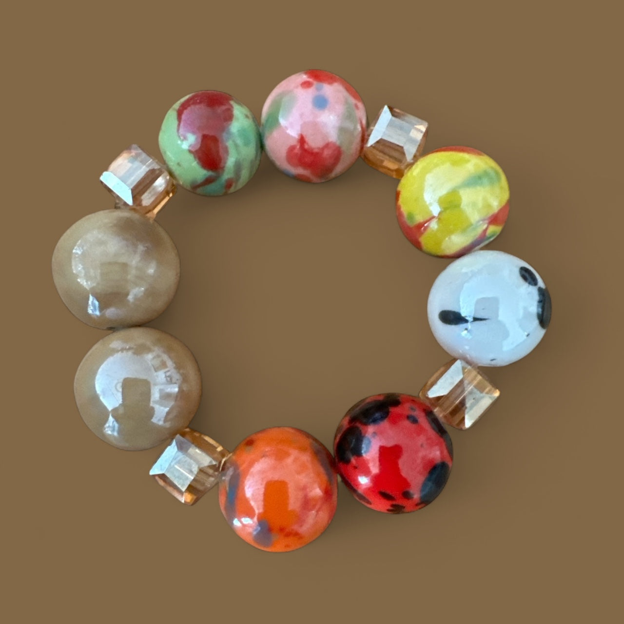 Handcrafted African Beaded Bracelet – Multicolour Stretch Boho Bangle for Women - Fatisha Boutique #