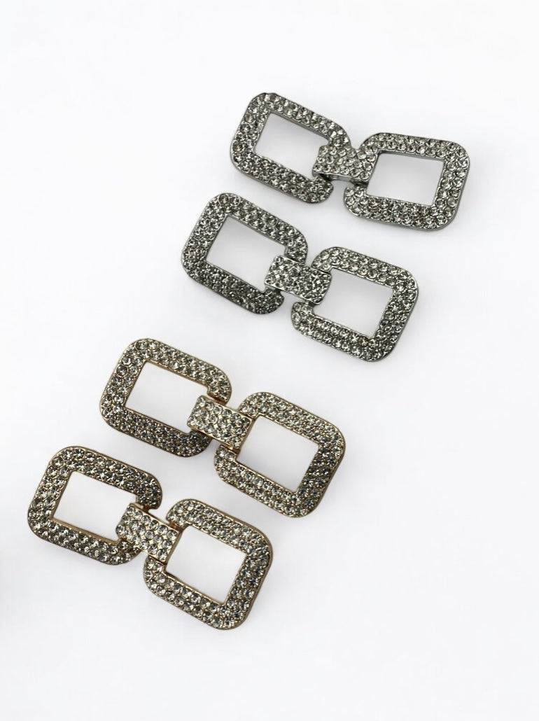 Elegant Diamante Rhinestone Stud Earrings – Glam Sparkle Rectangular Drops - Fatisha Boutique #