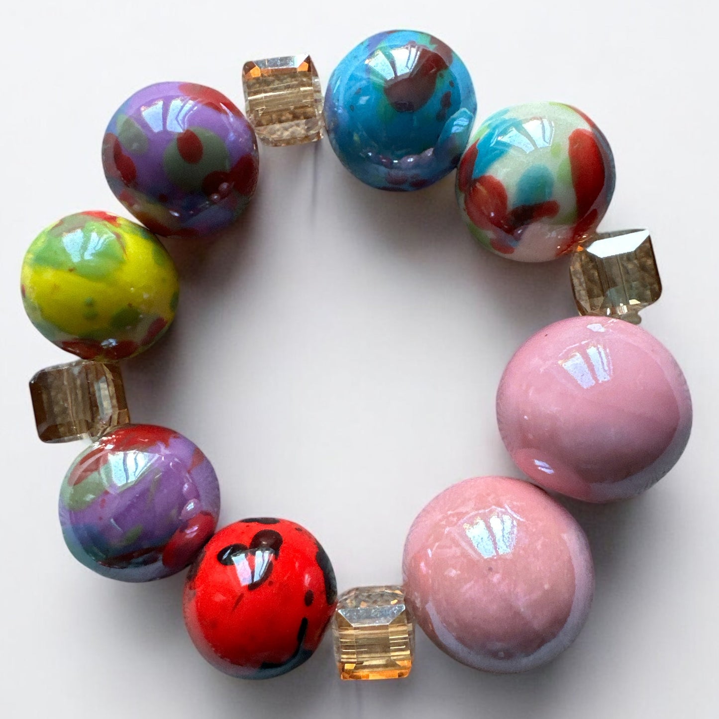 Handcrafted African Multicolour Ceramic Bead Bracelet – Bold Tribal Jewellery - Fatisha Boutique #