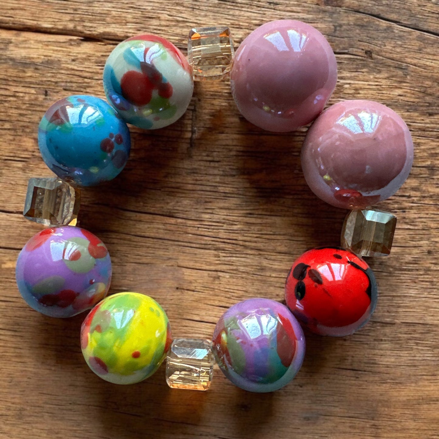 Handcrafted African Multicolour Ceramic Bead Bracelet – Bold Tribal Jewellery - Fatisha Boutique #