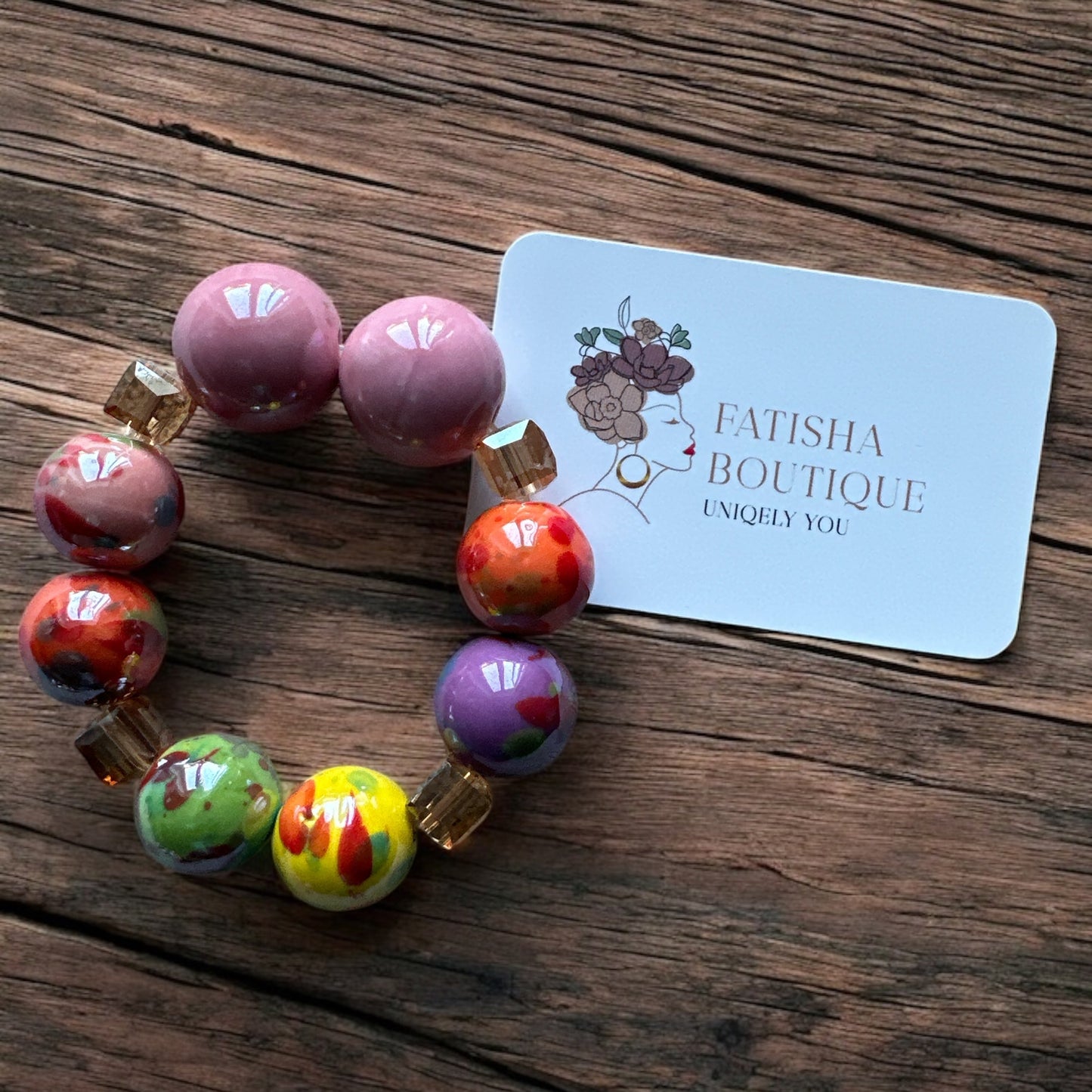 Handcrafted African Multicolour Ceramic Bead Bracelet – Bold Tribal Jewellery - Fatisha Boutique #