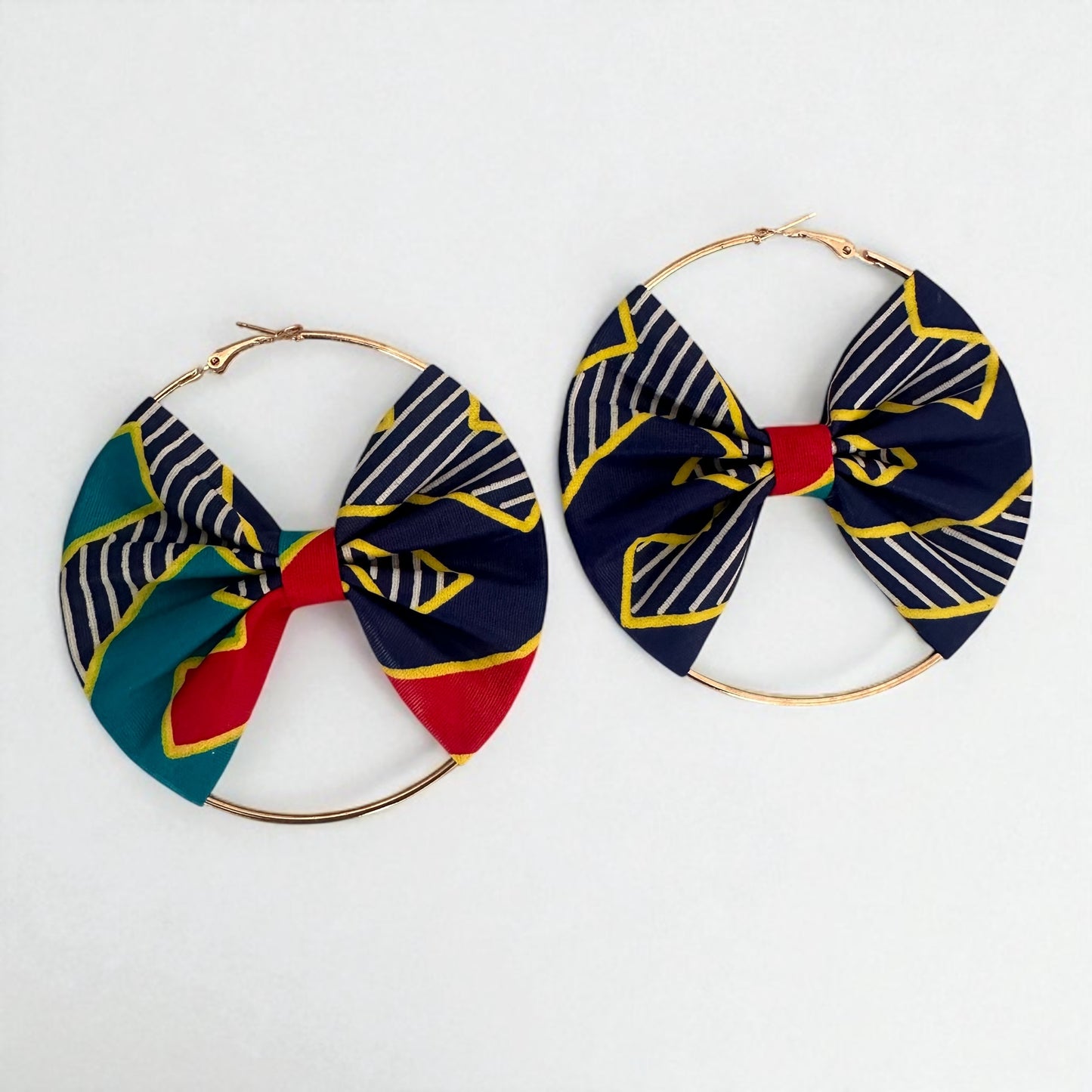 Bold African Print Hoop Earrings – 8cm Ankara Fabric Statement Jewellery - Fatisha Boutique #