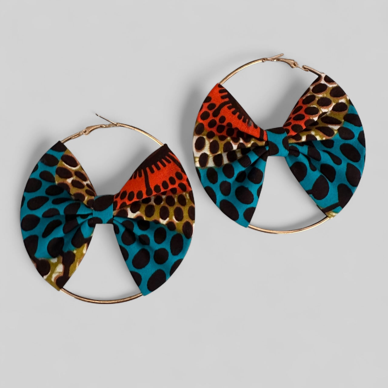 Bold African Print Hoop Earrings – 8cm Ankara Fabric Statement Jewellery - Fatisha Boutique #