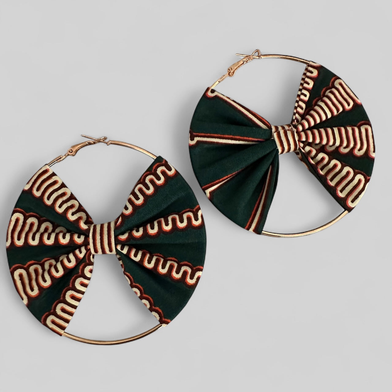 Bold African Print Hoop Earrings – 8cm Ankara Fabric Statement Jewellery - Fatisha Boutique #