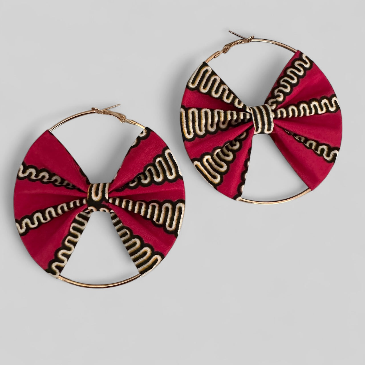 Bold African Print Hoop Earrings – 8cm Ankara Fabric Statement Jewellery - Fatisha Boutique #