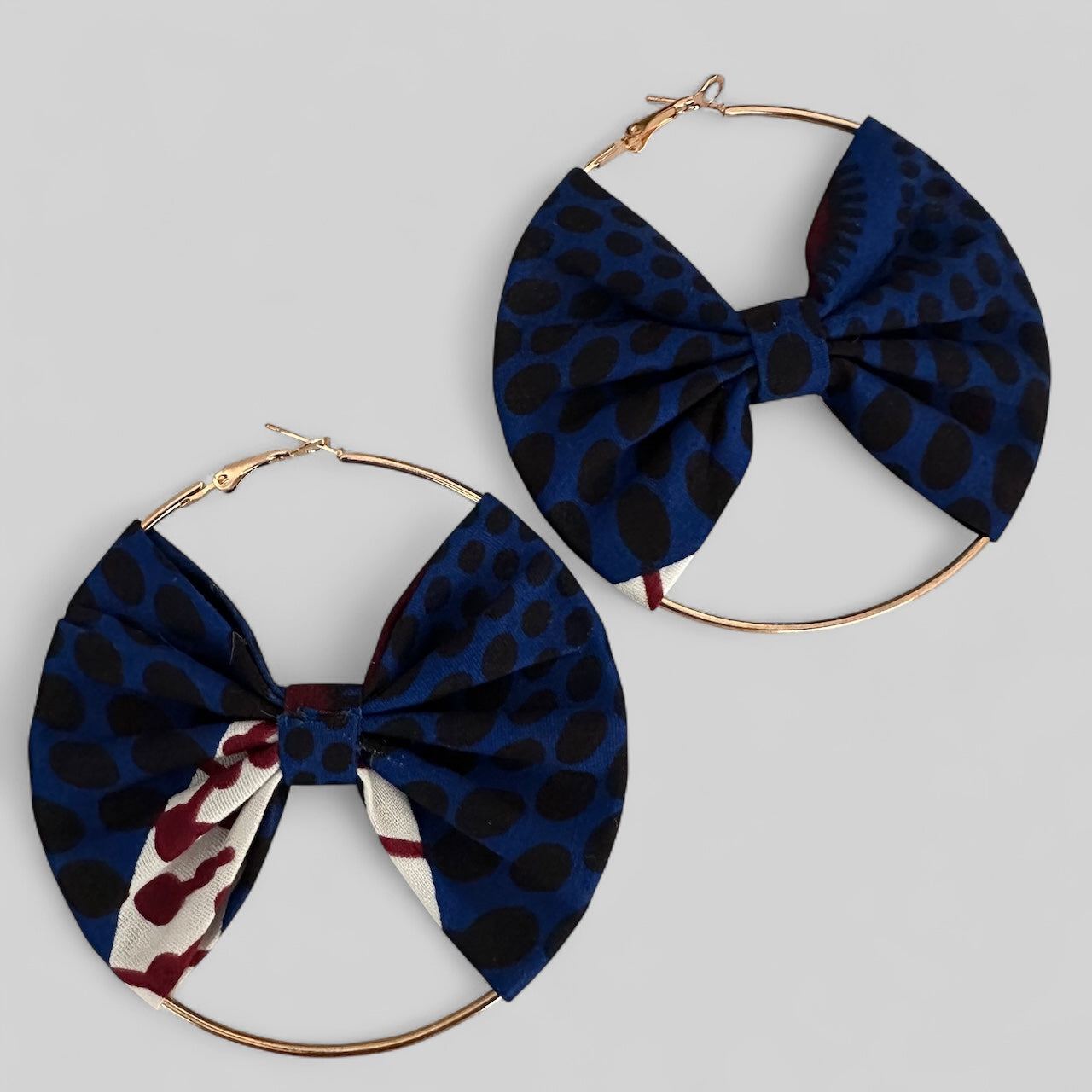 Bold African Print Hoop Earrings – 8cm Ankara Fabric Statement Jewellery - Fatisha Boutique #