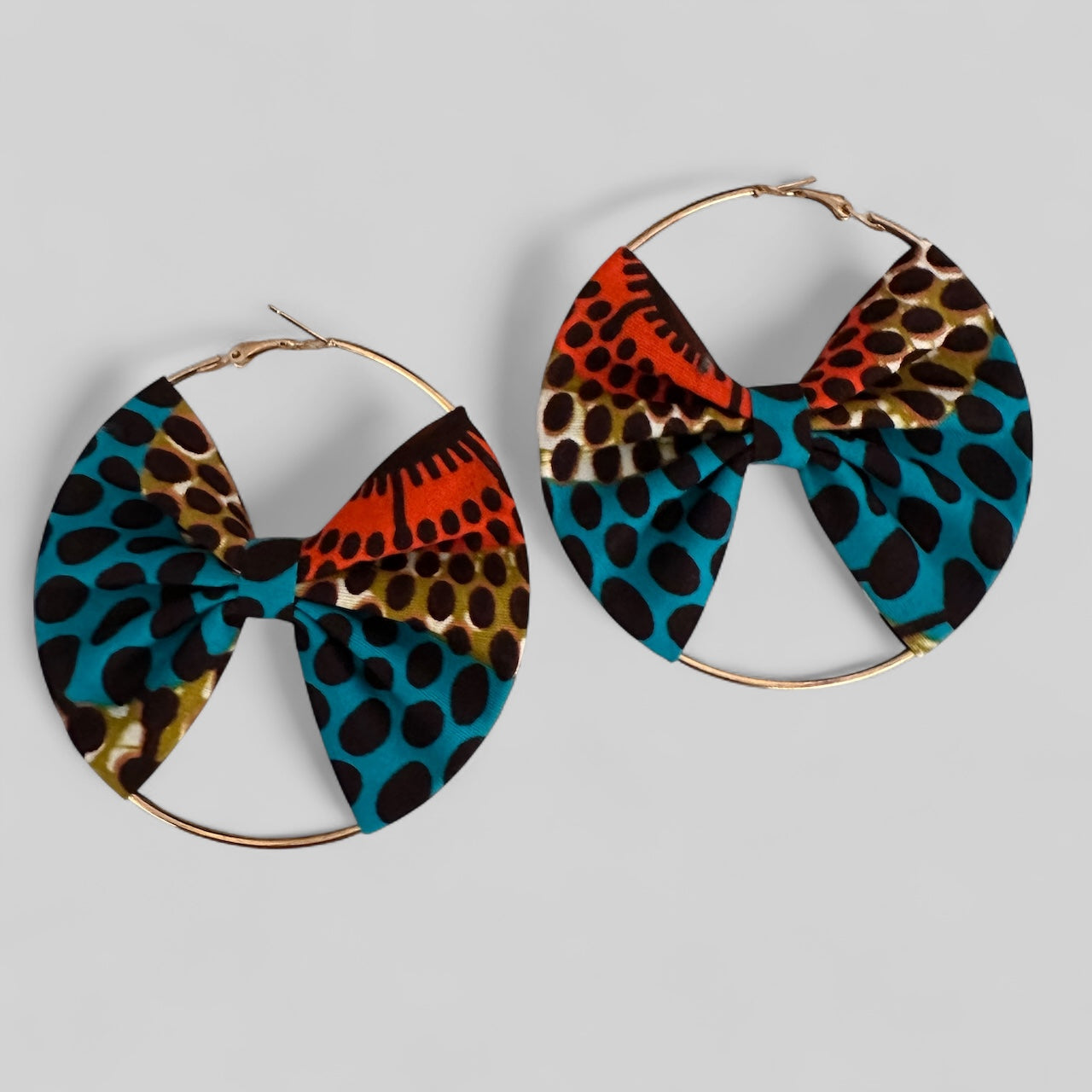 Bold African Print Hoop Earrings – 8cm Ankara Fabric Statement Jewellery - Fatisha Boutique #