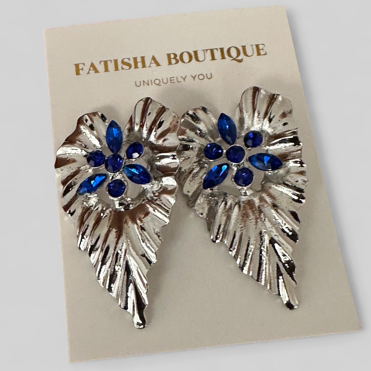 Leaf-Shaped Rhinestone Stud Earrings – Elegant Statement Crystal Jewellery - Fatisha Boutique #