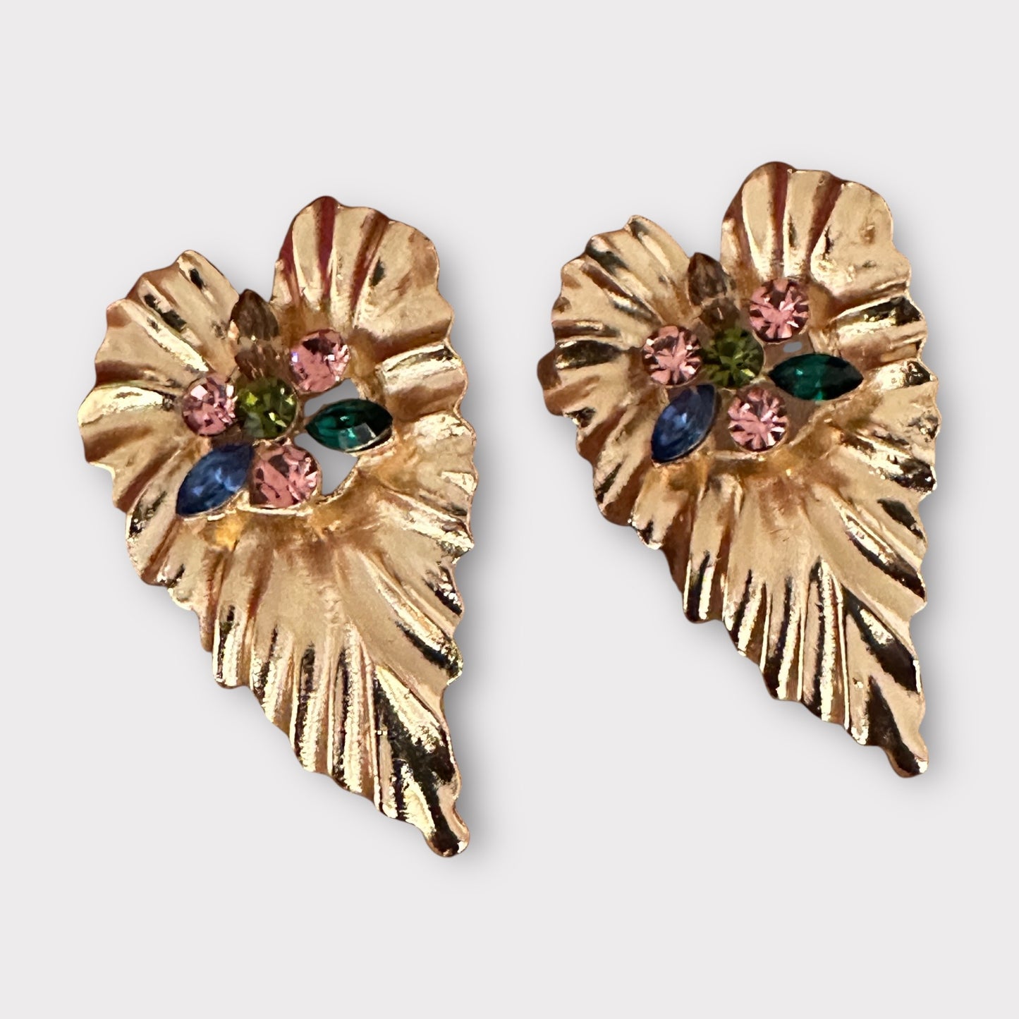Leaf-Shaped Rhinestone Stud Earrings – Elegant Statement Crystal Jewellery - Fatisha Boutique #