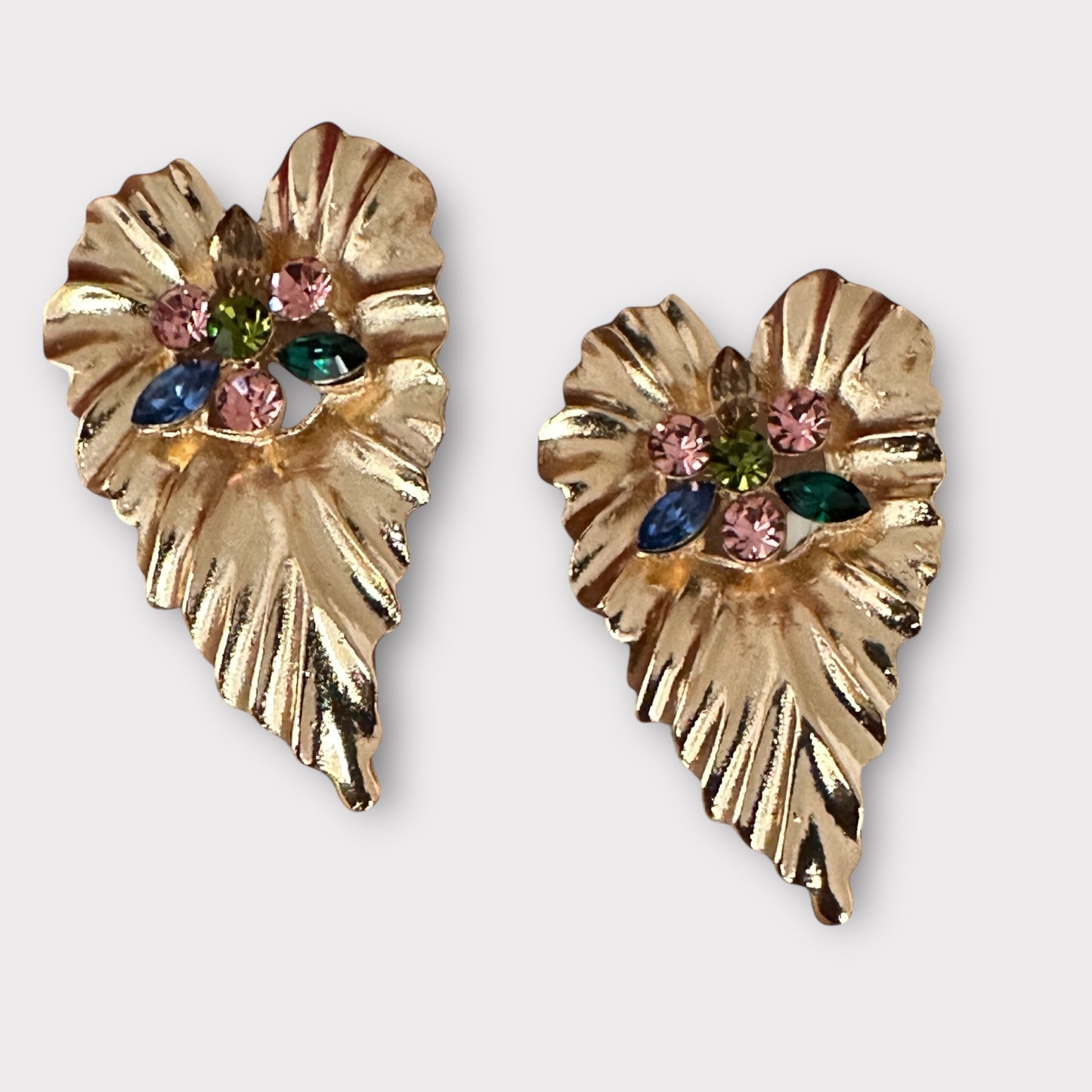 Leaf-Shaped Rhinestone Stud Earrings – Elegant Statement Crystal Jewellery - Fatisha Boutique #