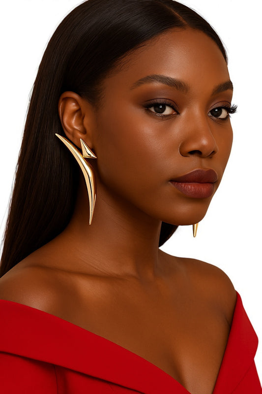 Bold Sculptural Gold & Silver Statement Earrings – Modern Avant-Garde Jewellery - Fatisha Boutique #