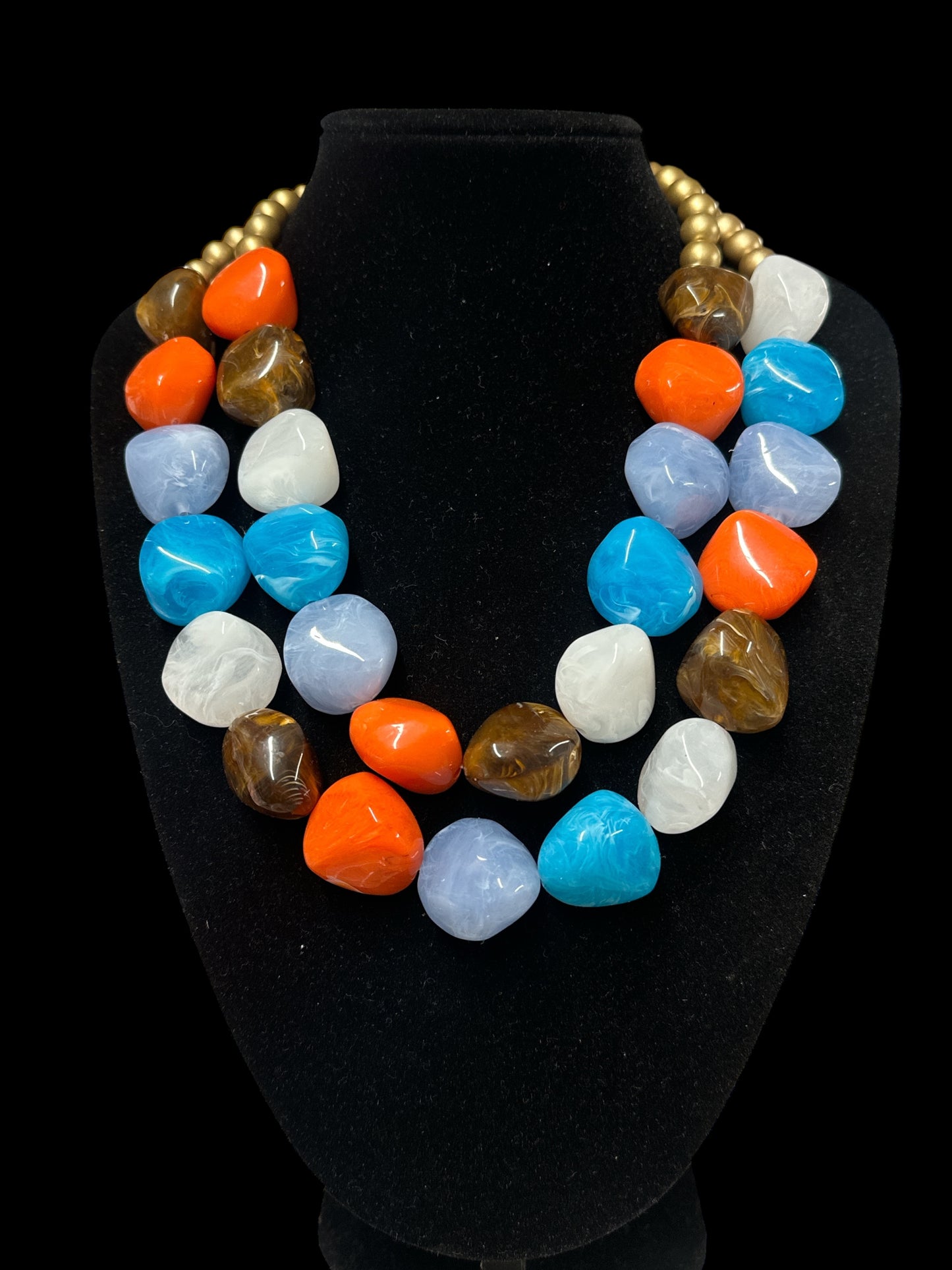 Chunky Multicoloured Resin Bead Necklace – Ethnic Bohemian Statement - Fatisha Boutique #