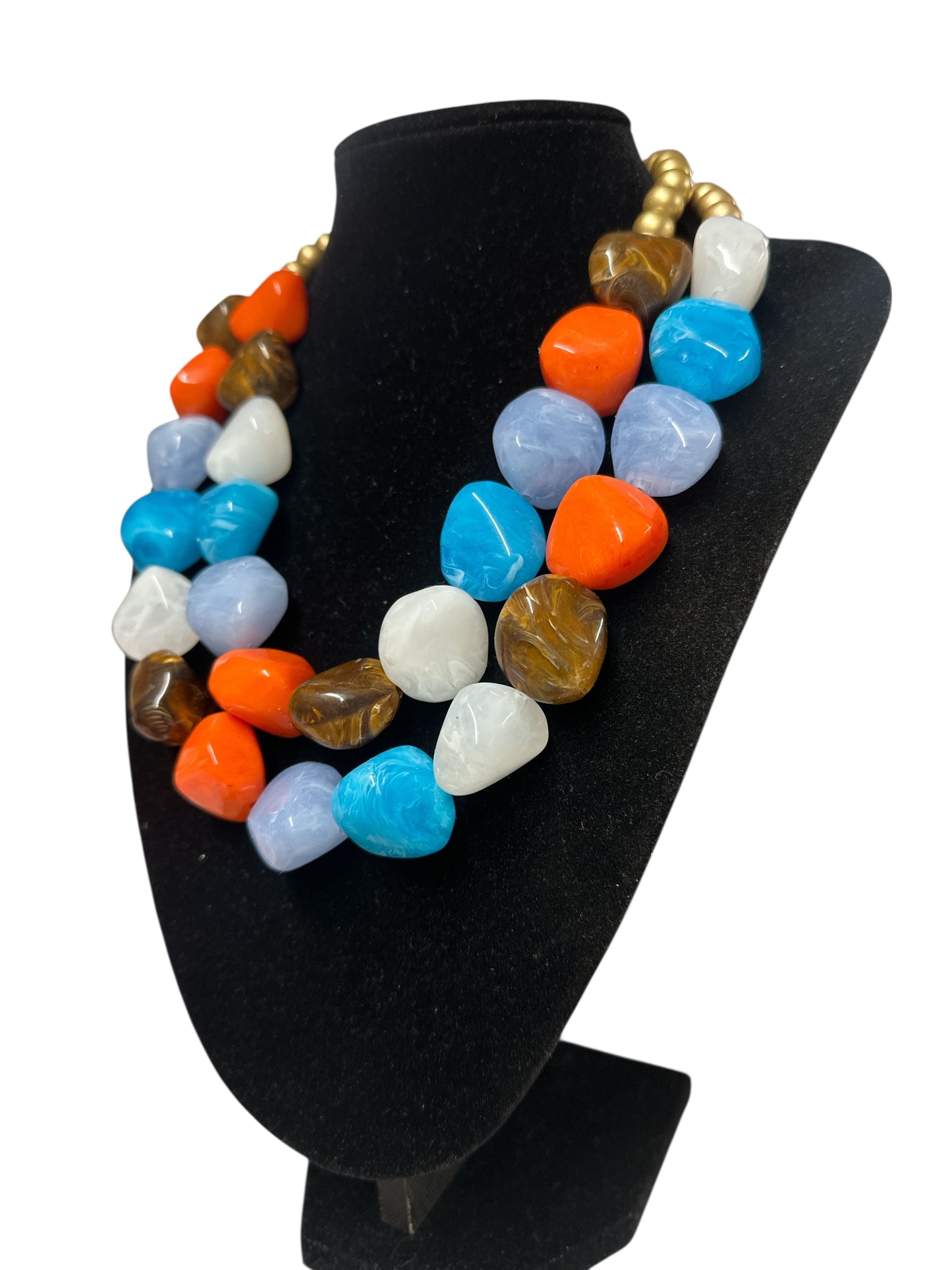 Chunky Multicoloured Resin Bead Necklace – Ethnic Bohemian Statement - Fatisha Boutique #