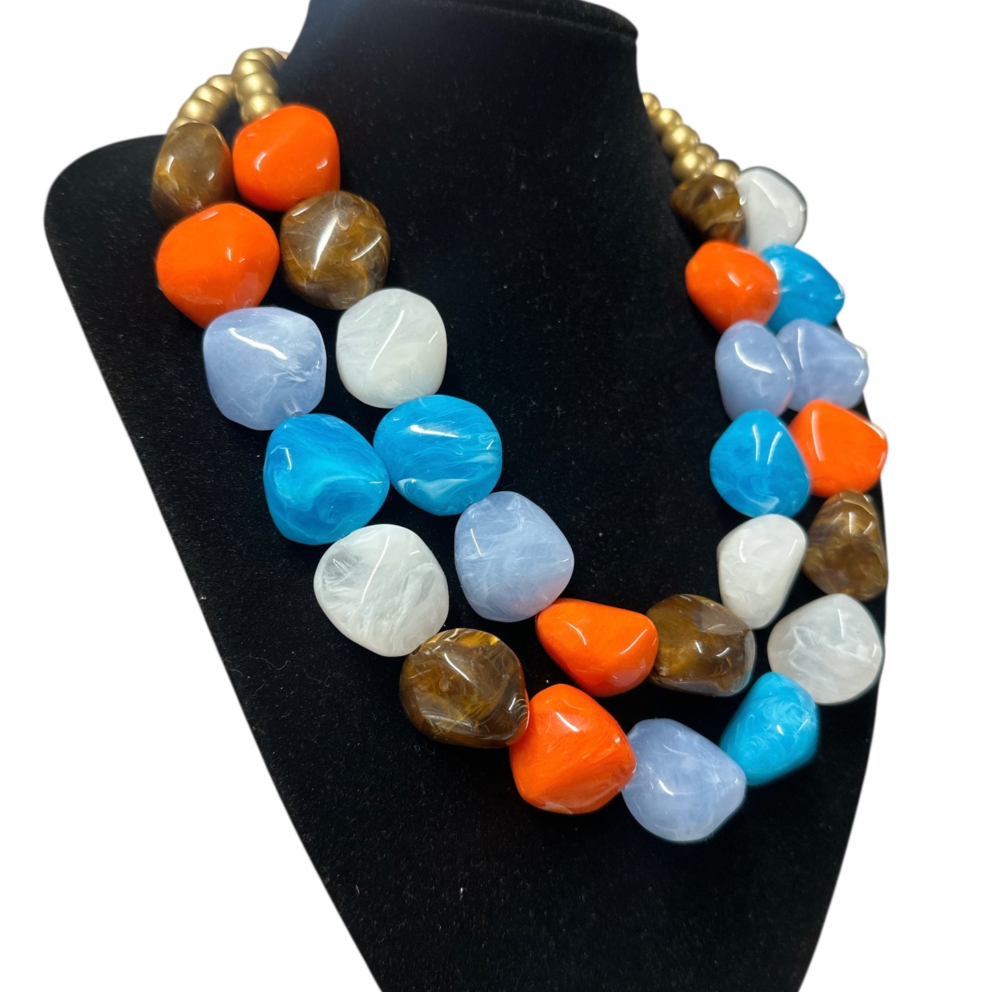 Chunky Multicoloured Resin Bead Necklace – Ethnic Bohemian Statement - Fatisha Boutique #