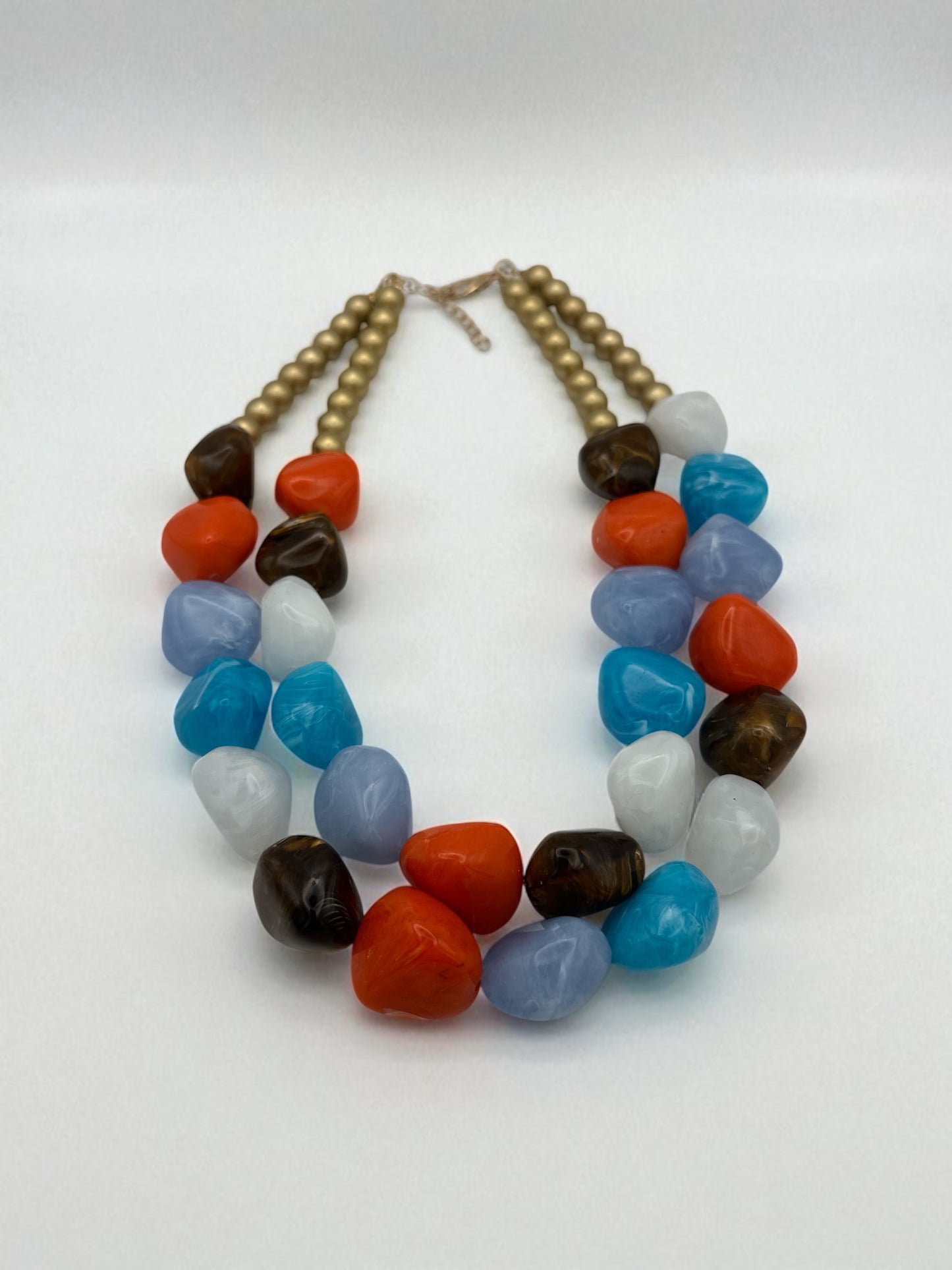Chunky Multicoloured Resin Bead Necklace – Ethnic Bohemian Statement - Fatisha Boutique #
